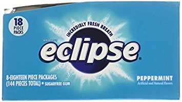 Eclipse Peppermint Sugar Free Chewing Gum - 18 Count Pack (1.4 oz) - Fresh Breath, Long Lasting Flavor - Perfect for Workouts, Travel & Meetings