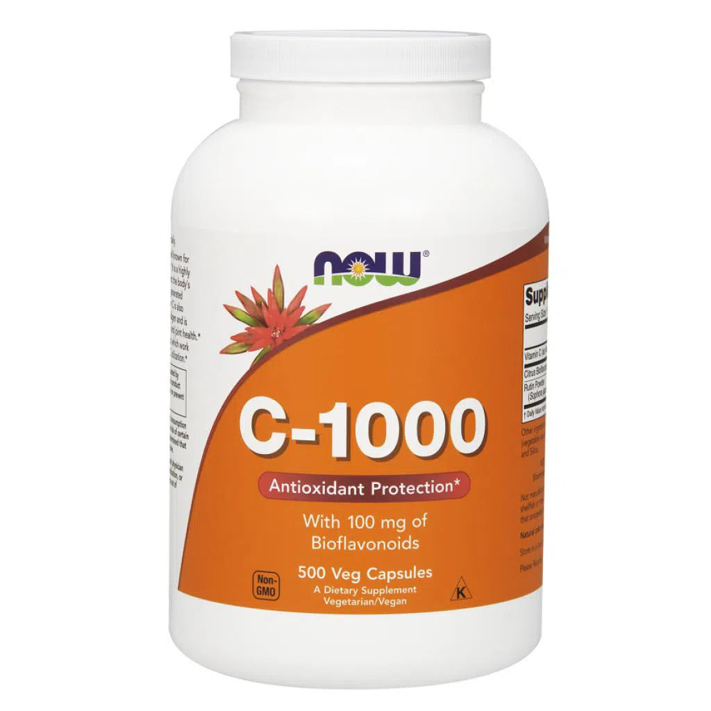 NOW Vitamin C 1000mg Vegetarian Capsules - Immune Support, Antioxidant Boost for Adults & Kids | Daily Wellness Supplement for Cold Season, Skin Health & Energy