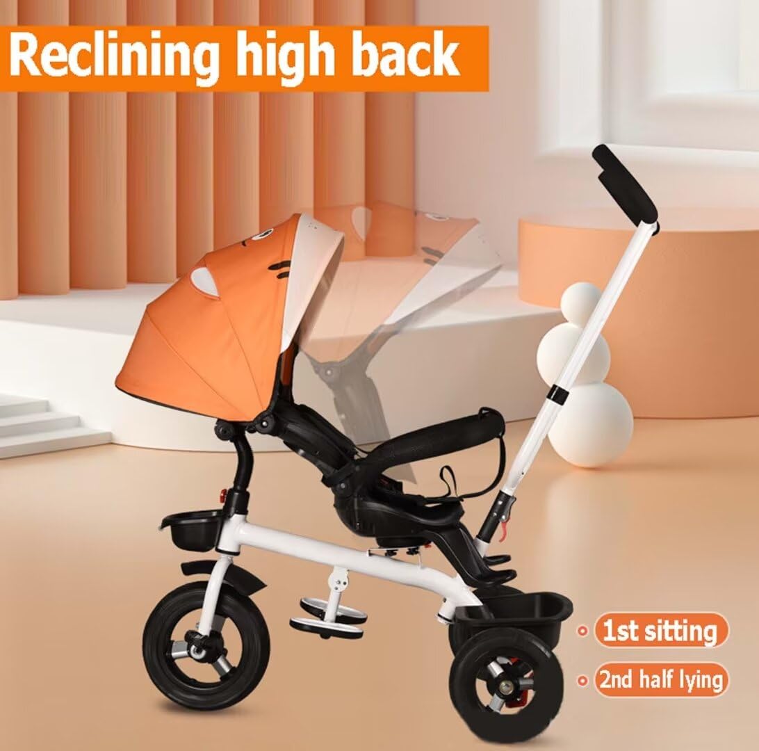 Best Reversible Stroller for Toddlers 1.5-5 Years Old - 3-Wheel Baby Pushchair with Adjustable Canopy, Reclining Seat & Safety Belt | Comfortable Ride for Park Walks, Shopping & Travel (Titanium Wheels)