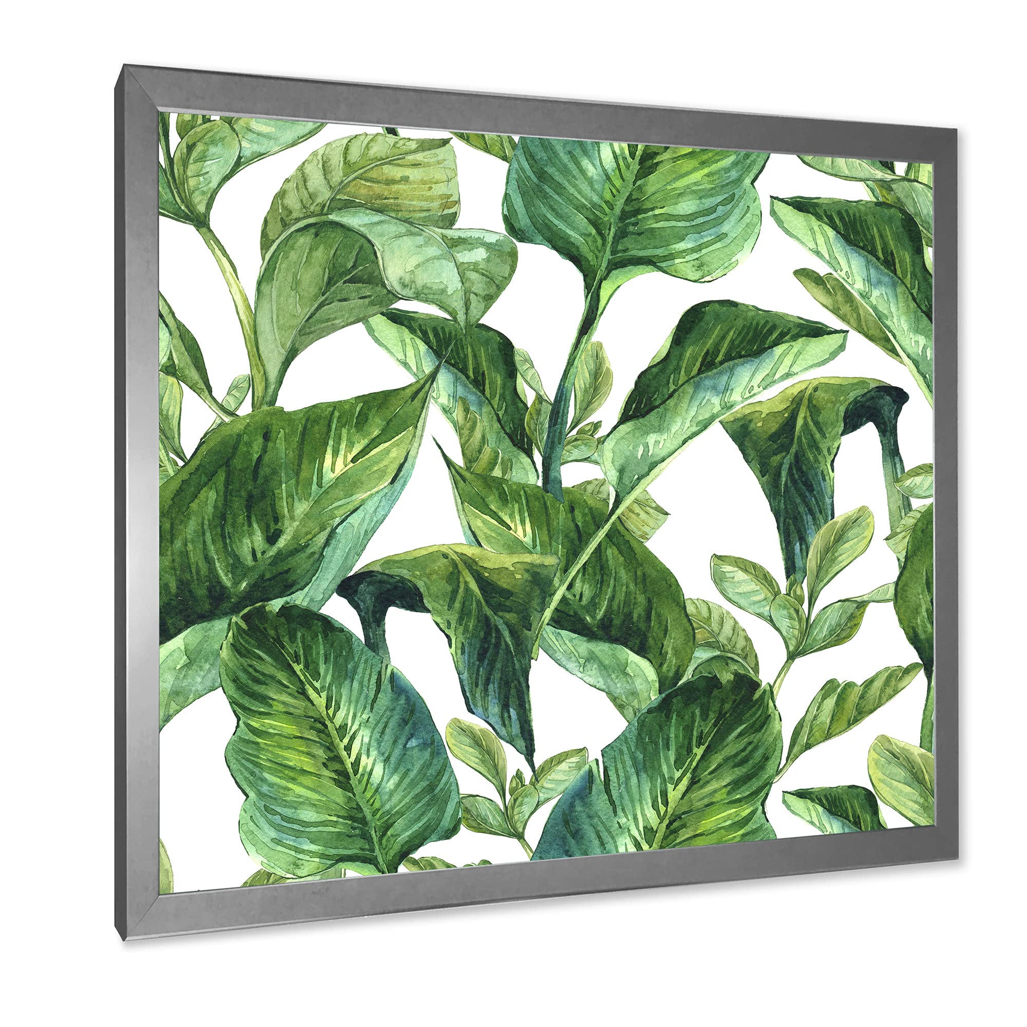 DesignQ Tropical Leaves Framed Wall Art - Vibrant Botanical Decor for Living Room, Bedroom & Office