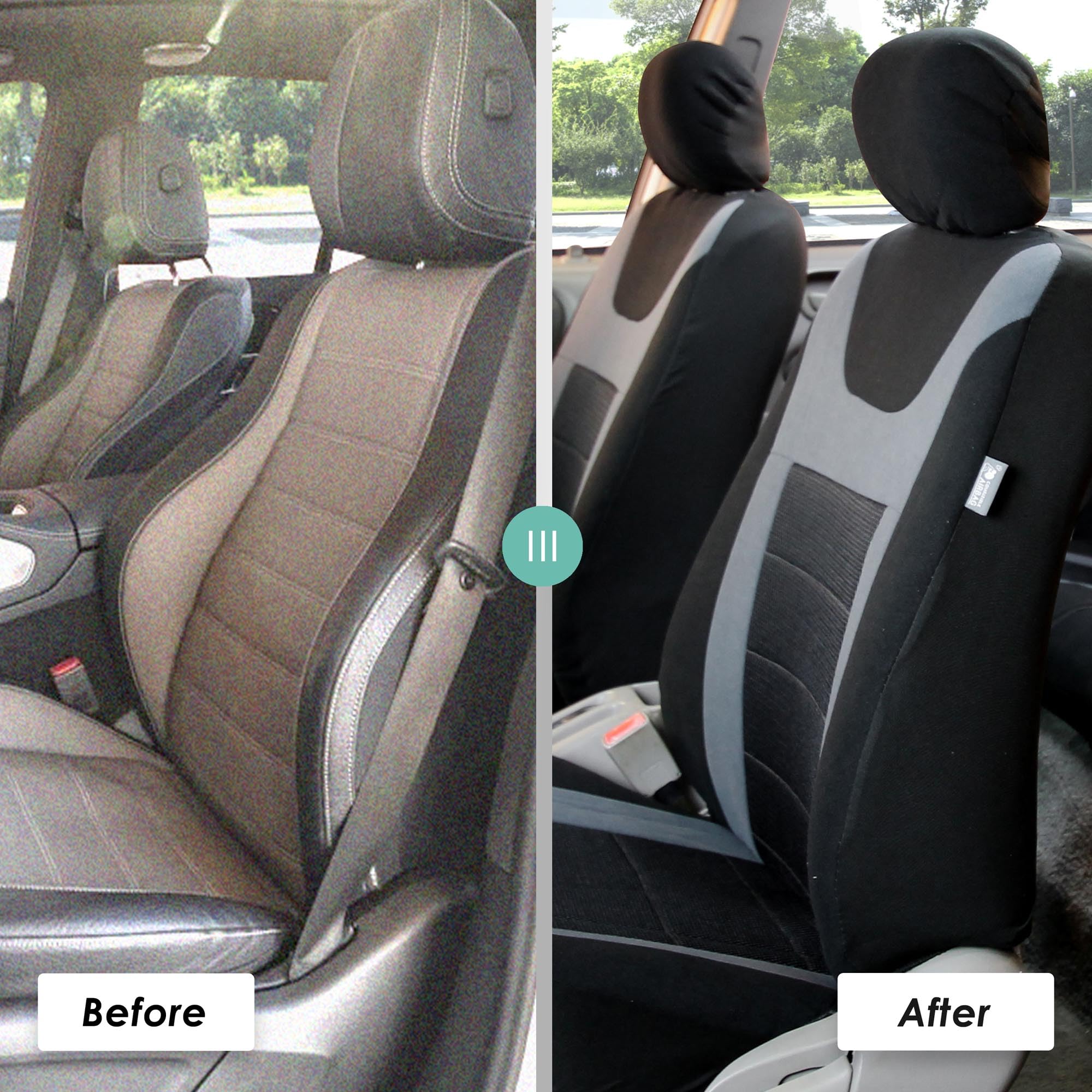 FH Group Universal Fit Sports Car Seat Cover - Split Bench Design for Detachable Headrests & Split Seats - Gray Automotive Seat Protector - Perfect for Cars, Trucks & SUVs - Great for Road Trips, Daily Commutes & Outdoor Adventures