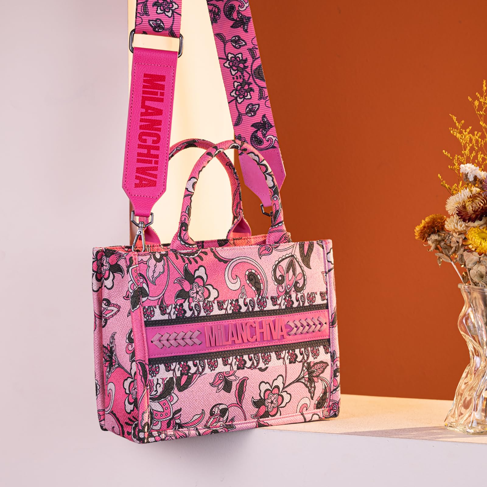 Milan Chiva Floral Tote Bags for Women - Stylish Top-Handle Purse for Work, Travel & Daily Use