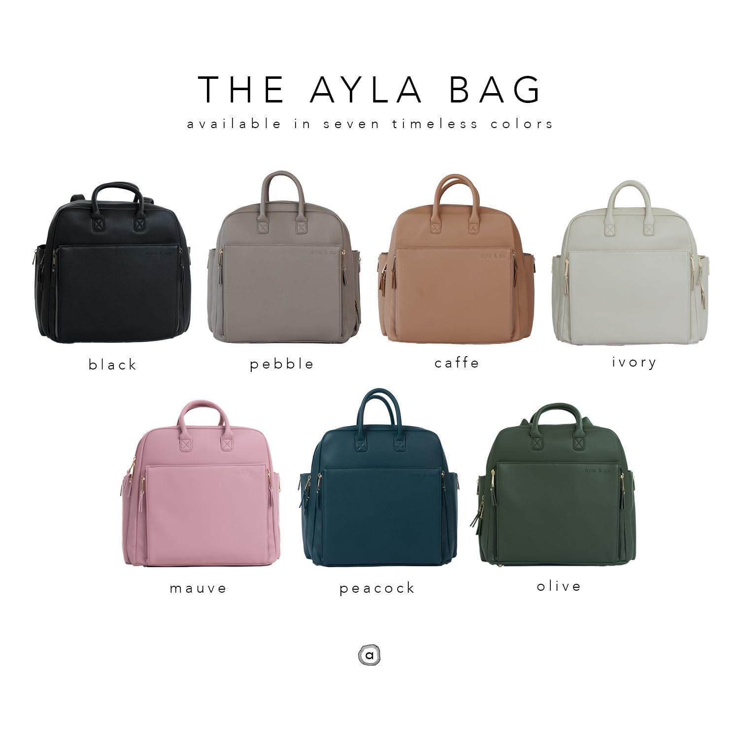 Ayla & Co Full-Size Diaper Backpack for Baby Girl & Boy - Convertible Crossbody/Tote Bag with Insulated Pockets, Changing Pad & Organizer Pouch - Perfect for Travel, Daycare & On-the-Go Parents (Pebble Design)