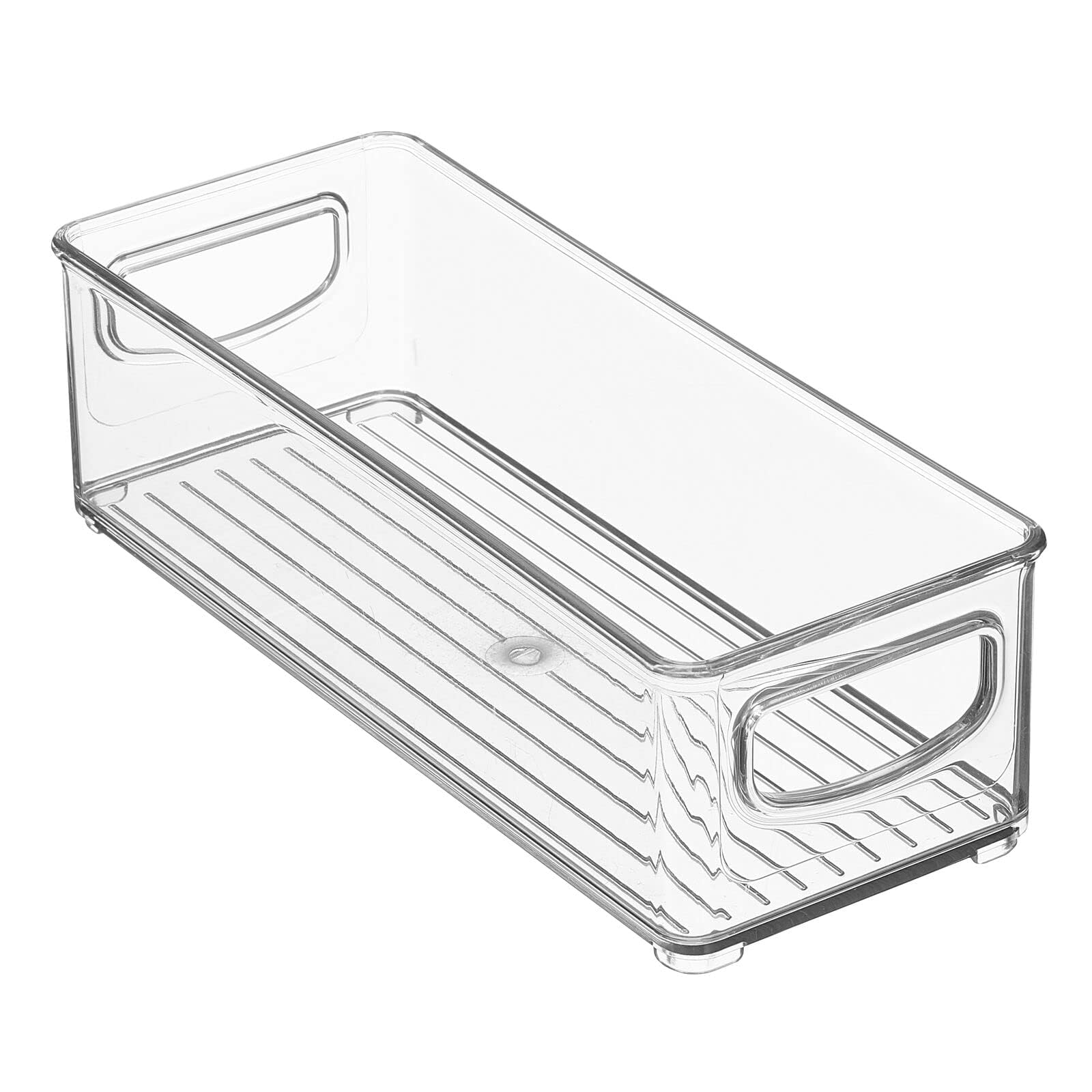 mDesign Small Plastic Bathroom Storage Bins with Handles - Organizer for Closet, Cabinet, Vanity & Cupboard - Clear Ligne Collection - Perfect for Hair Tools, Makeup & Toiletries Storage
