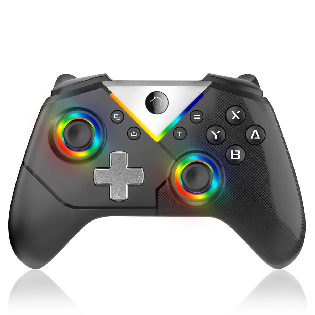 Wireless Xbox One Controller with RGB LED Lights, 2.4GHz Connection, 3.5mm Headphone Jack & 1000mAh Battery - Compatible with Xbox One S/X & Series S/X - Turbo Function - Black - Perfect for Gaming, Streaming & Multiplayer Sessions