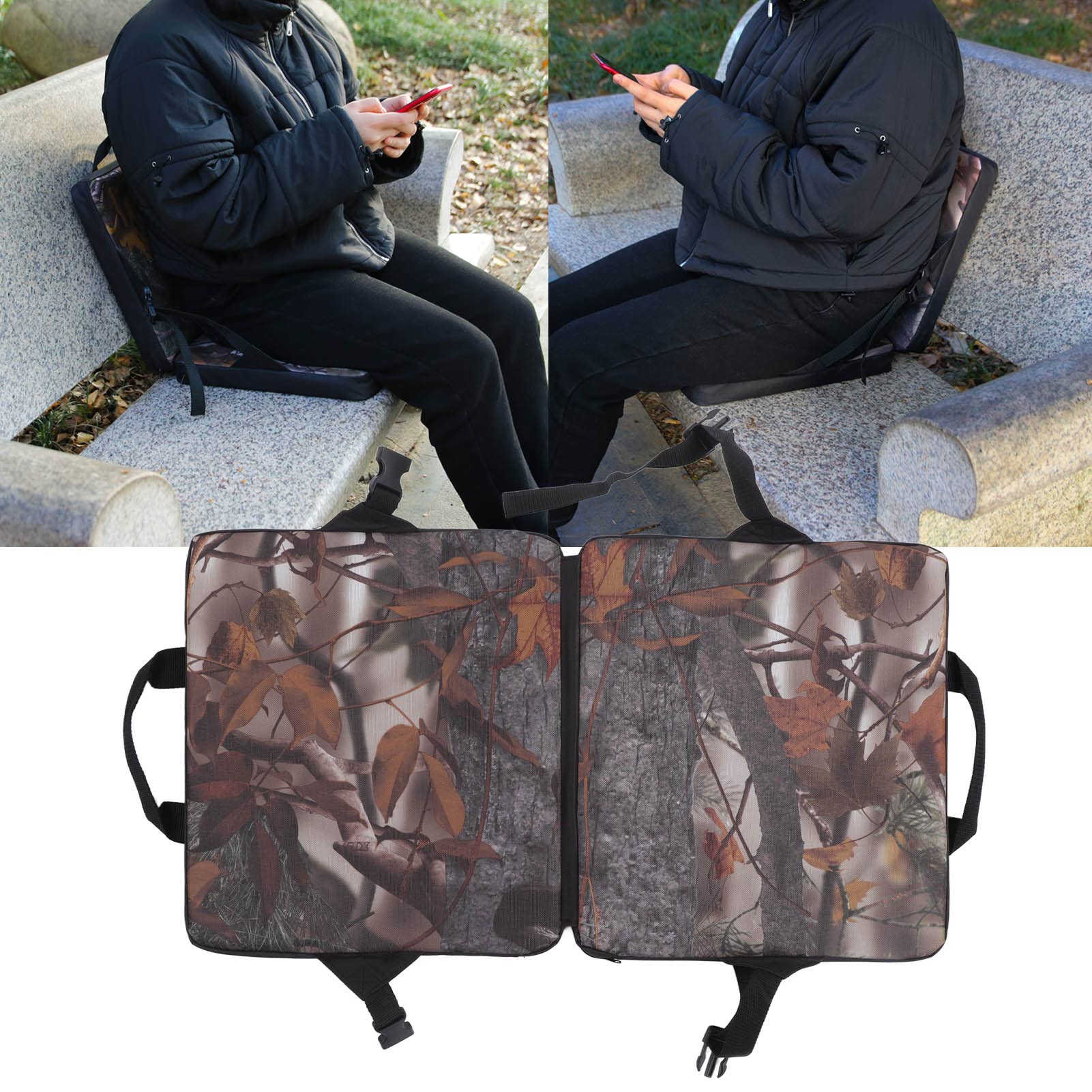 Portable Folding Stadium Seat Cushion - Thick Camouflage Design with Storage Bag | Perfect for Stadium Stands, Camping, Hiking & Beach Outings | Comfortable Outdoor Seating Solution