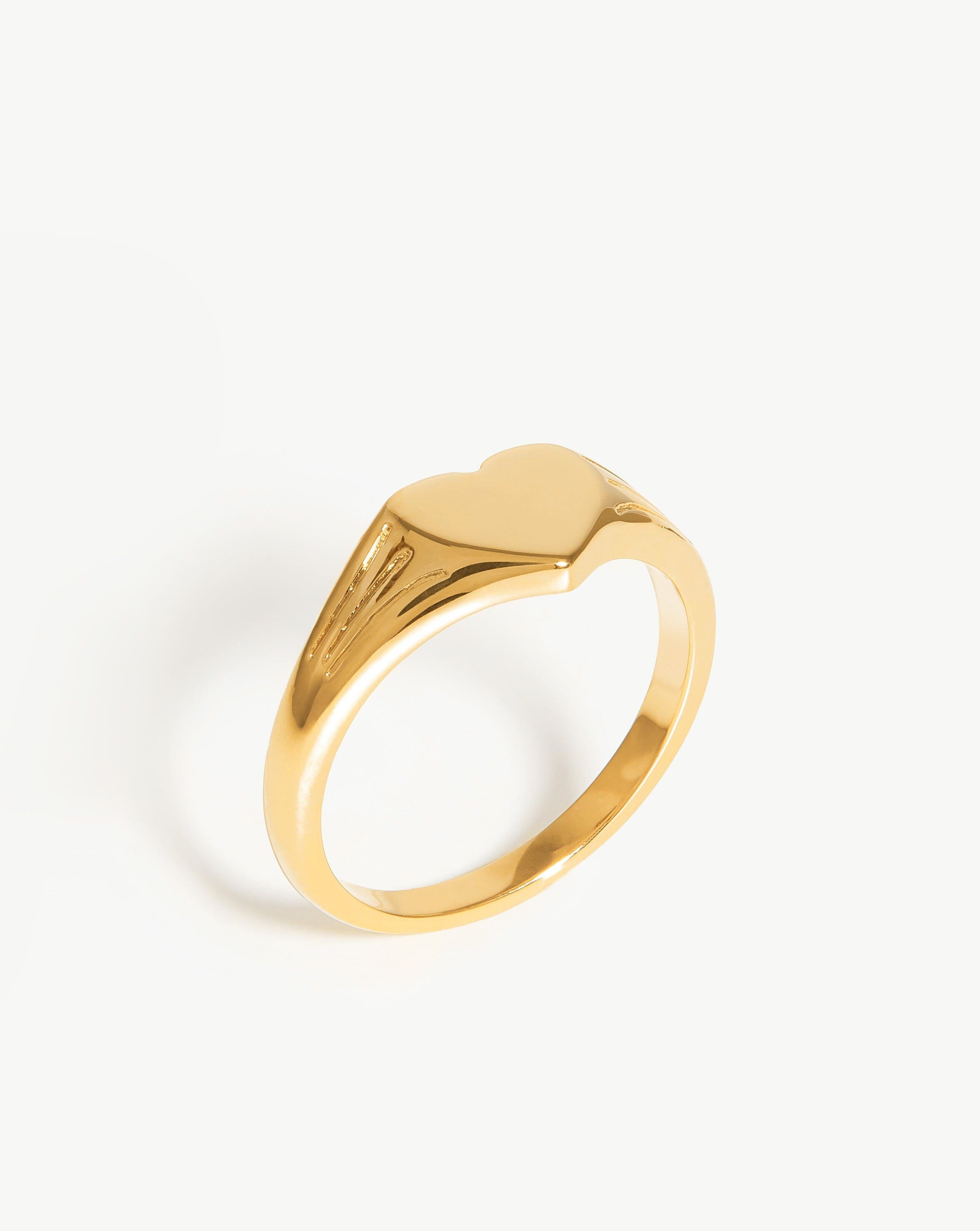 Personalized Engravable Heart Signet Ring - 18k Gold Vermeil for Women | Custom Name Initial Jewelry Gift for Her | Perfect for Valentine's Day, Anniversary & Special Occasions