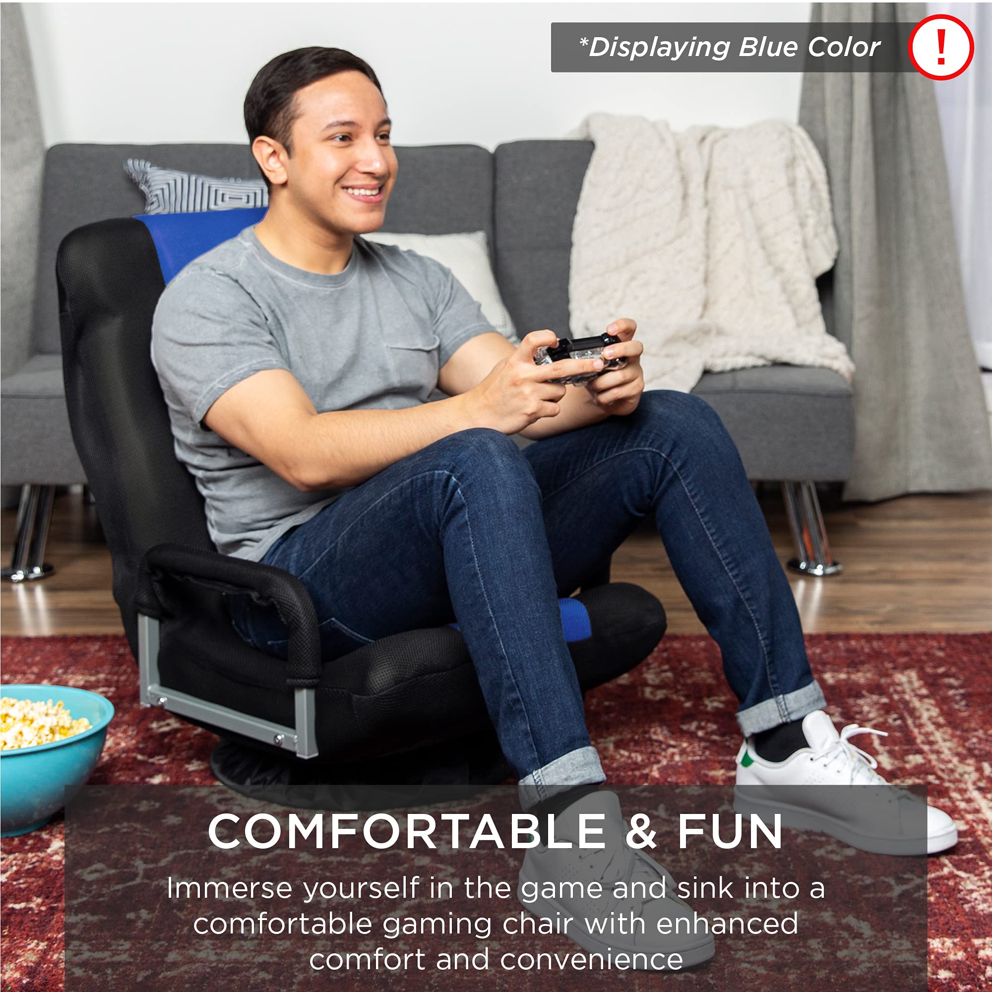 Best Choice Products 360 Degree Swivel Gaming Chair - Adjustable Foldable Backrest with Lumbar Support & Armrest Handles for Video Games, TV Watching, Reading - Multipurpose Floor Rocker Chair (Pink/White) - Perfect for Home Office, Gaming Setup & Living Room Relaxation