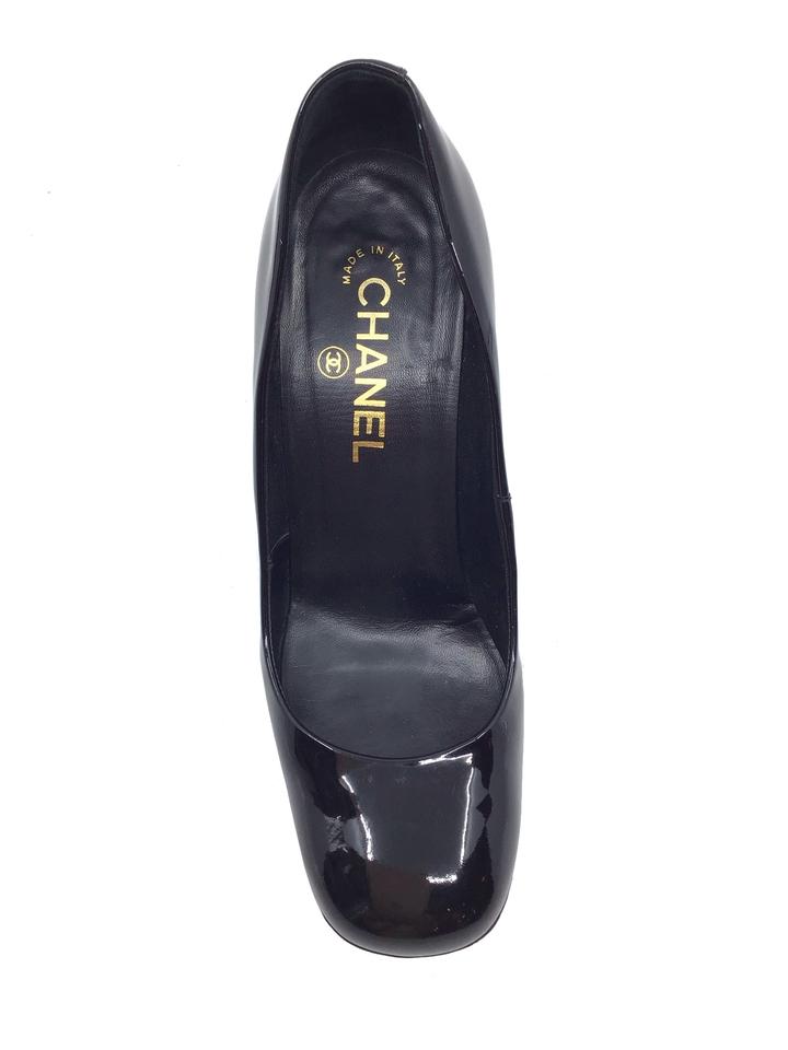 Chanel Patent Leather Heel Pumps with Metal Logo - Women's Size 7.5 (US) | Luxury High Heels for Parties, Weddings & Formal Events