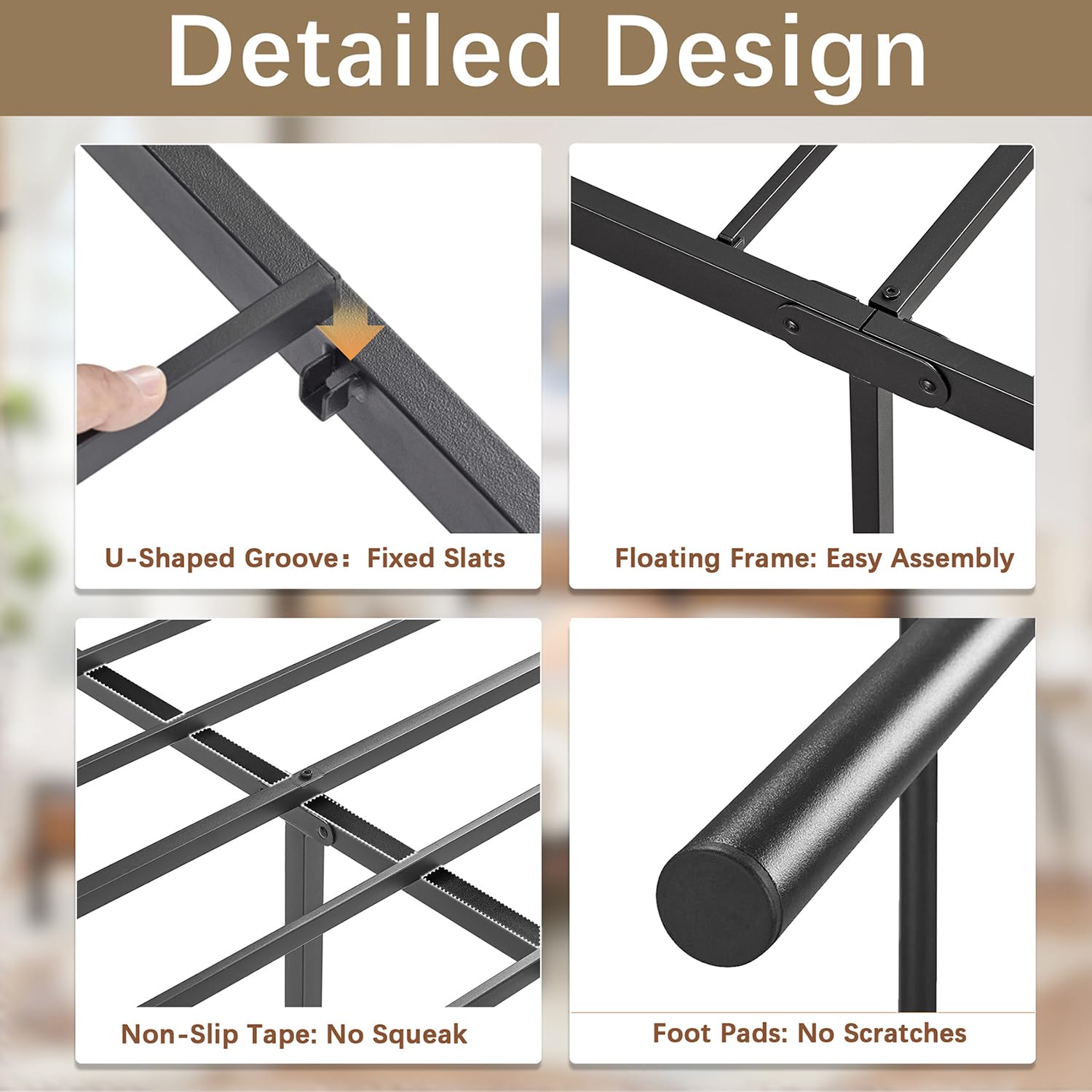 VECELO Twin Size Bed Frame with Wood Headboard - Sturdy Metal Slats Support, No Box Spring Needed, Easy Assembly, Slate Grey - Perfect for Kids Rooms, Guest Bedrooms & Small Spaces