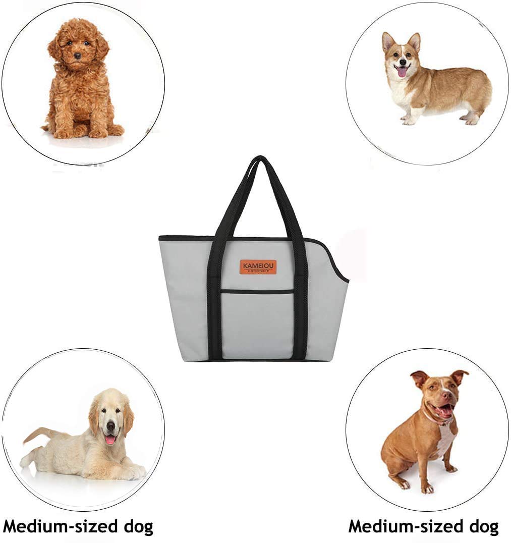 KAMEIOU Soft-Sided Pet Carrier Tote Bag for Small & Medium Dogs - Travel Purse with Safety Tether, Stand Pedal & Storage Pocket | Portable Dog Sling for Shopping, Airplane & Outdoor Adventures
