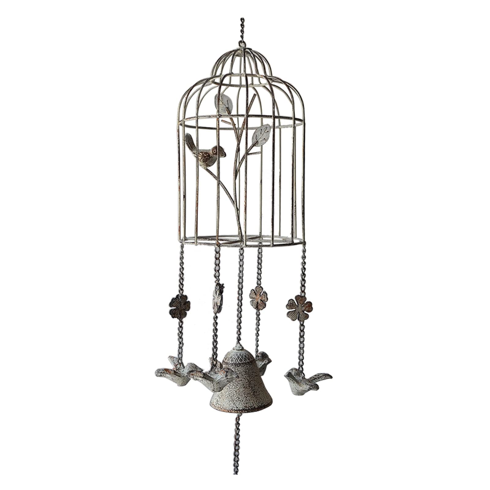 Vintage Cast Iron Wind Chime - WeBert Wind Birdcage Hanging Bells for Home, Garden, Patio & Yard Decor | Outdoor Wind Chime with Rustic Charm for Relaxing Ambience