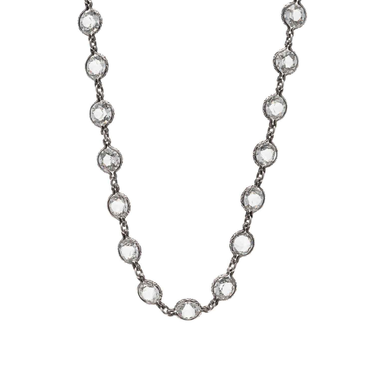 Art Deco Long Silver & Rock Quartz Crystal Chain Necklace - 62 Inch Elegant Statement Jewelry for Women, Perfect for Evening Parties, Weddings & Special Occasions