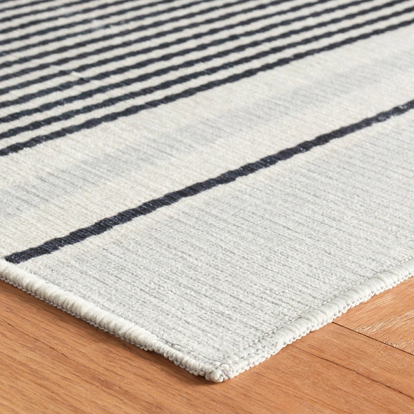 Gunner Stripe Grey Machine Washable Rug - Soft Non-Slip Area Rug for Living Room, Bedroom, Nursery & Office - Easy Clean Home Decor
