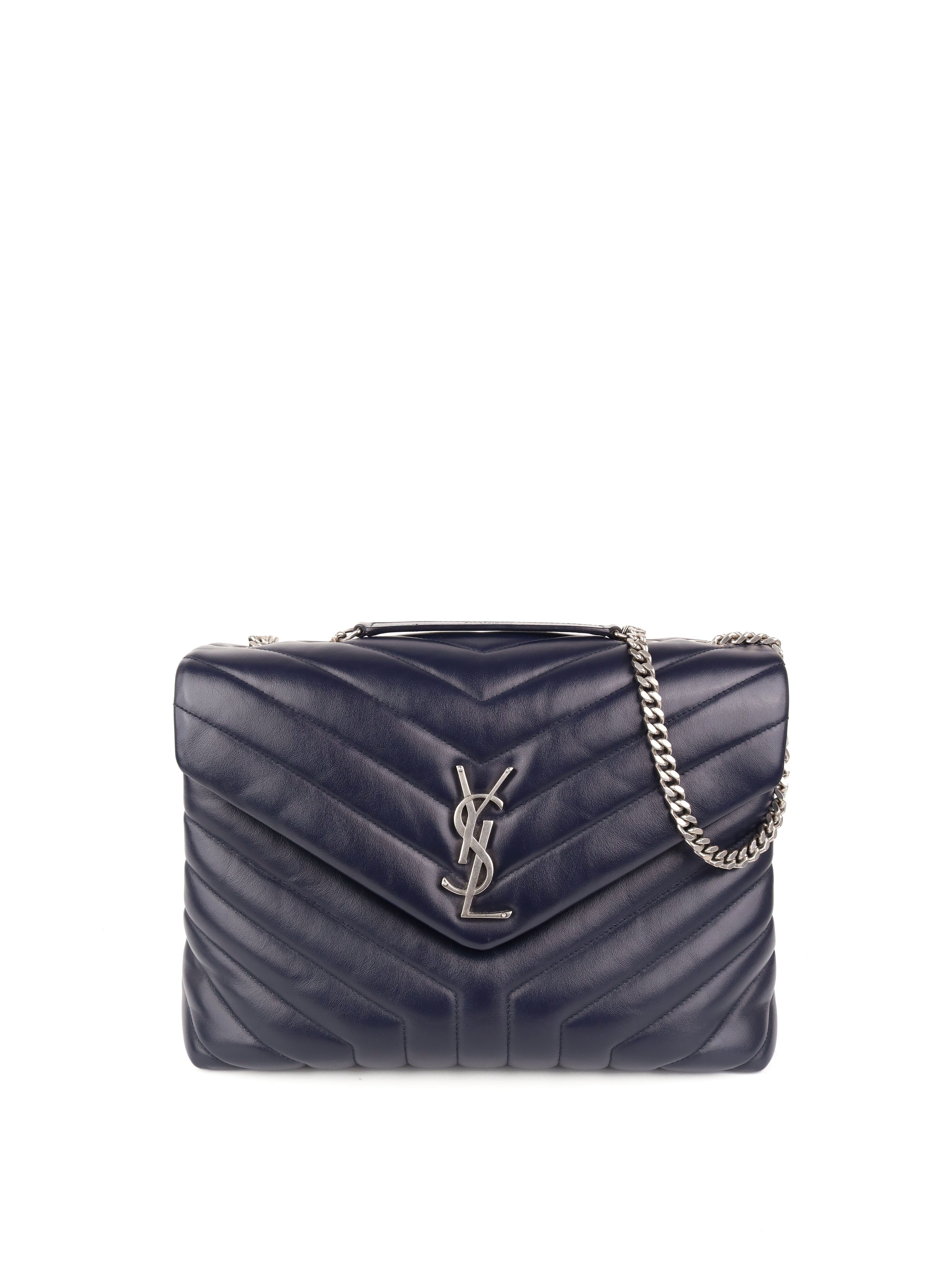 Saint Laurent Medium Navy Loulou Bag - Luxury Designer Shoulder Handbag for Women | Perfect for Work, Evening Events & Travel Accessories