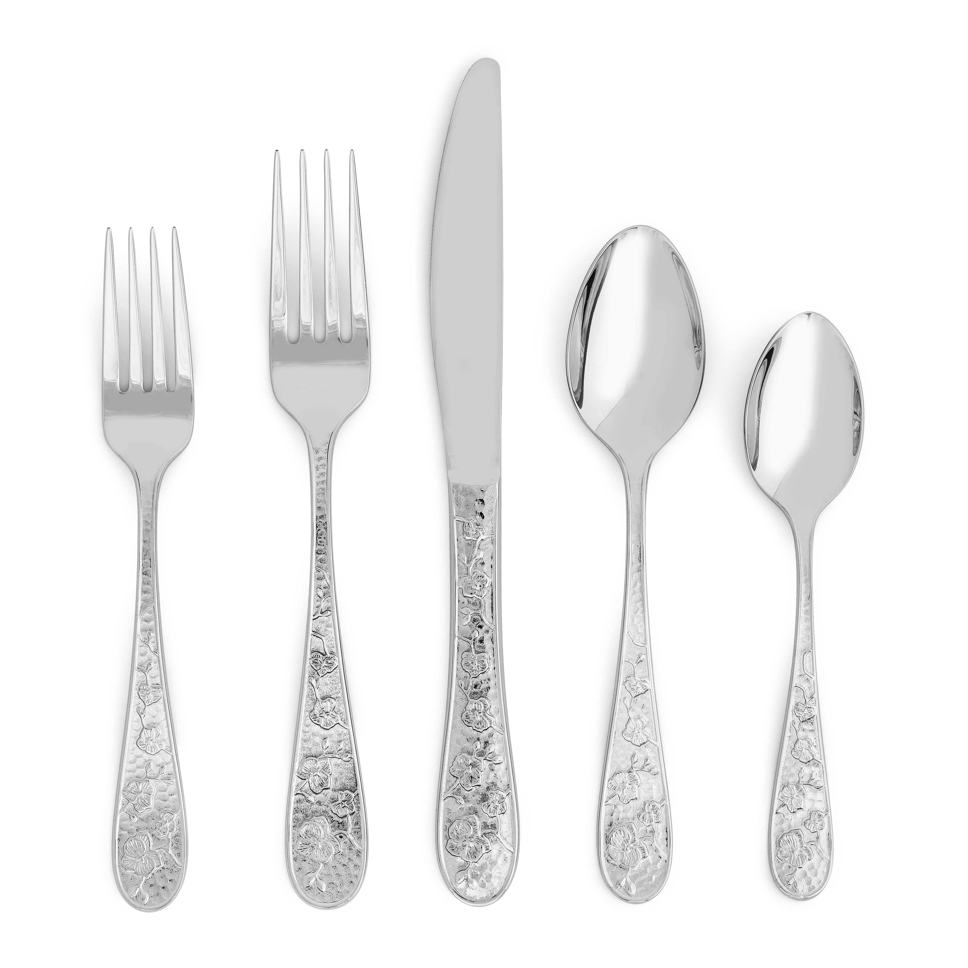 Premium Orchid Flatware Set - 18/10 Stainless Steel Silverware Set with Elegant Floral Design - Perfect for Wedding Gifts, Fine Dining & Special Occasions