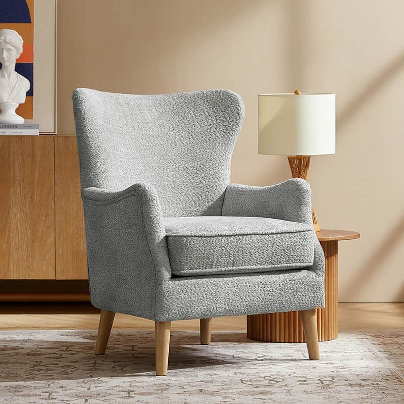 Dorothy Upholstered Armchair with Solid Rubber Wood Frame & Sturdy Legs - Perfect for Living Room, Bedroom, or Home Office Seating