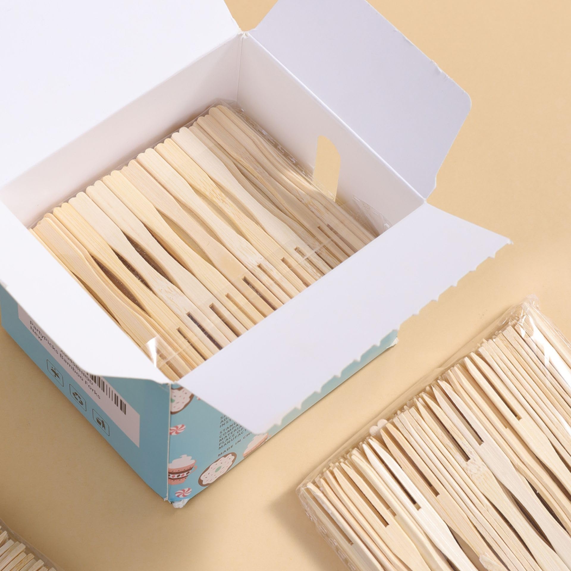500-Count Bamboo Appetizer Forks & Toothpicks - 3.5 Inch Eco-Friendly Wooden Party Picks for Charcuterie Boards, Cocktail Parties, Fruit Platters, Weddings & Picnics - Sustainable Disposable Cutlery for Entertaining & Catering