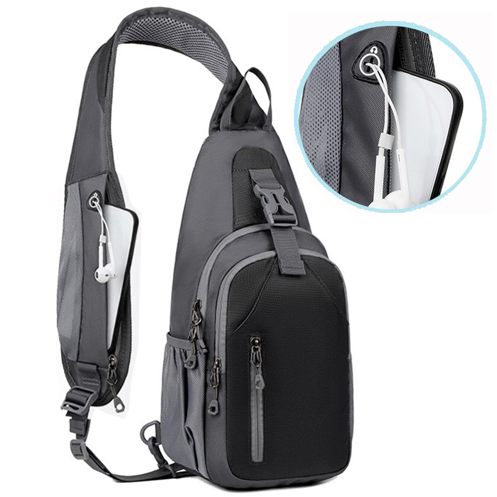 Multipurpose Crossbody Sling Backpack for Men & Women - Travel, Hiking, Running & Daily Use with Earphone Hole | Durable Chest Shoulder Bag for Outdoor & Commuting