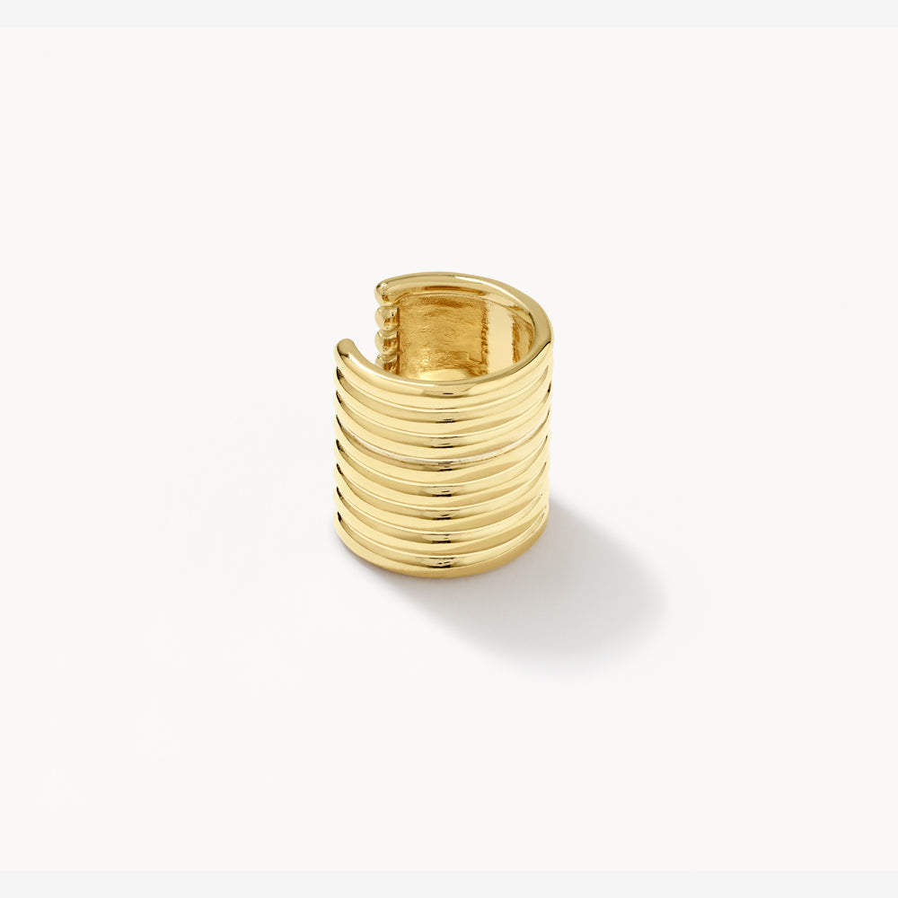 Chunky Gold Ribbed Ear Cuff - Non-Piercing Cartilage Earring for Women - Perfect for Parties, Weddings & Everyday Fashion Accessories