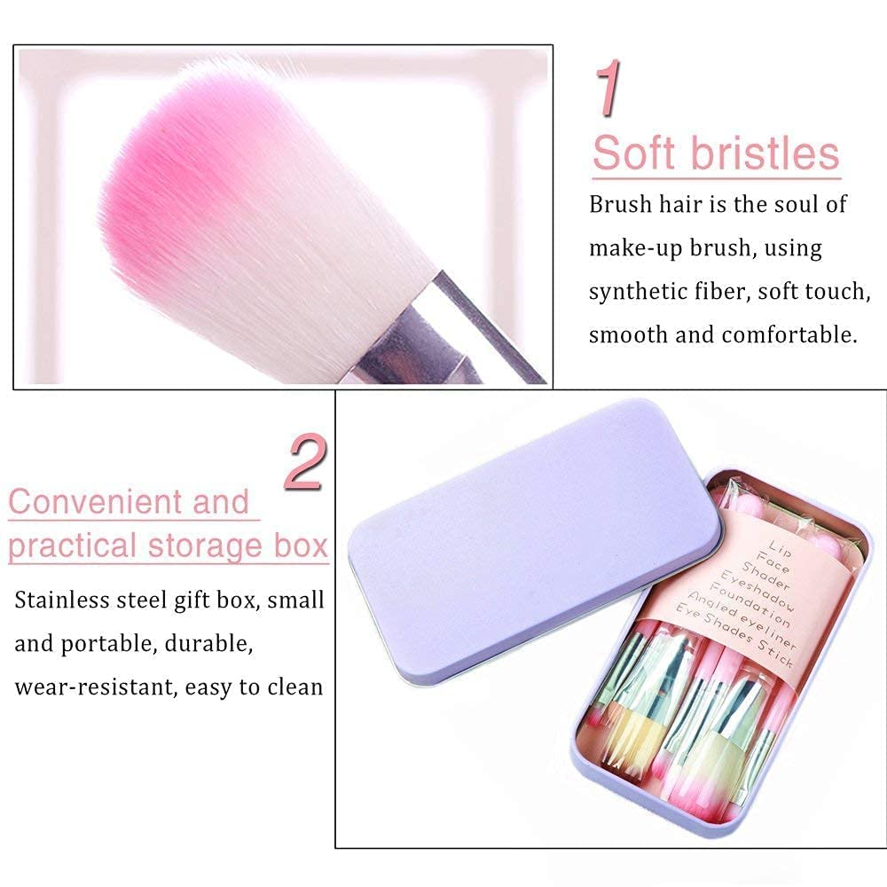 Soft Bristle 7-Piece Pink Makeup Brush Set with Beauty Blender for Flawless Makeup