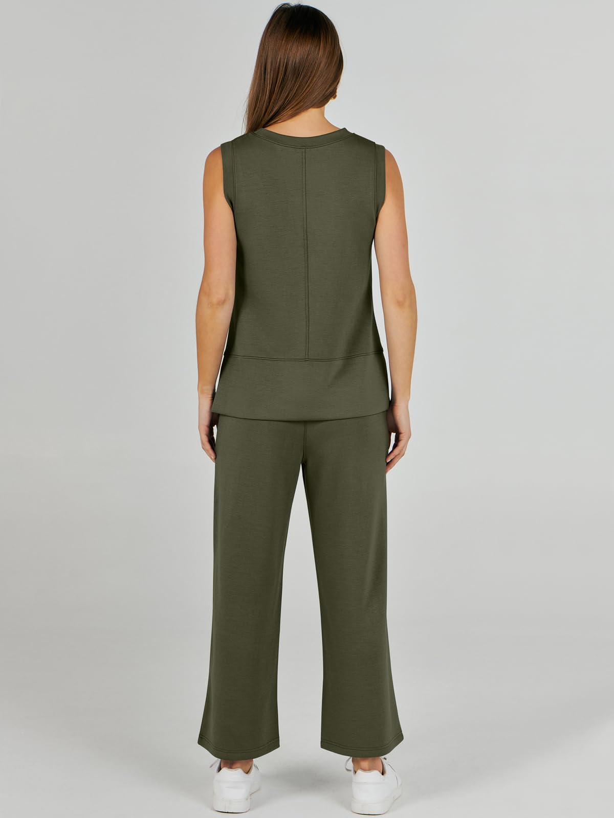 ANRABESS Women's 2 Piece Summer Outfit Set - Sleeveless Top & Wide Leg Pants Casual Lounge Sweatsuit for Yoga, Running, Travel & Home Wear