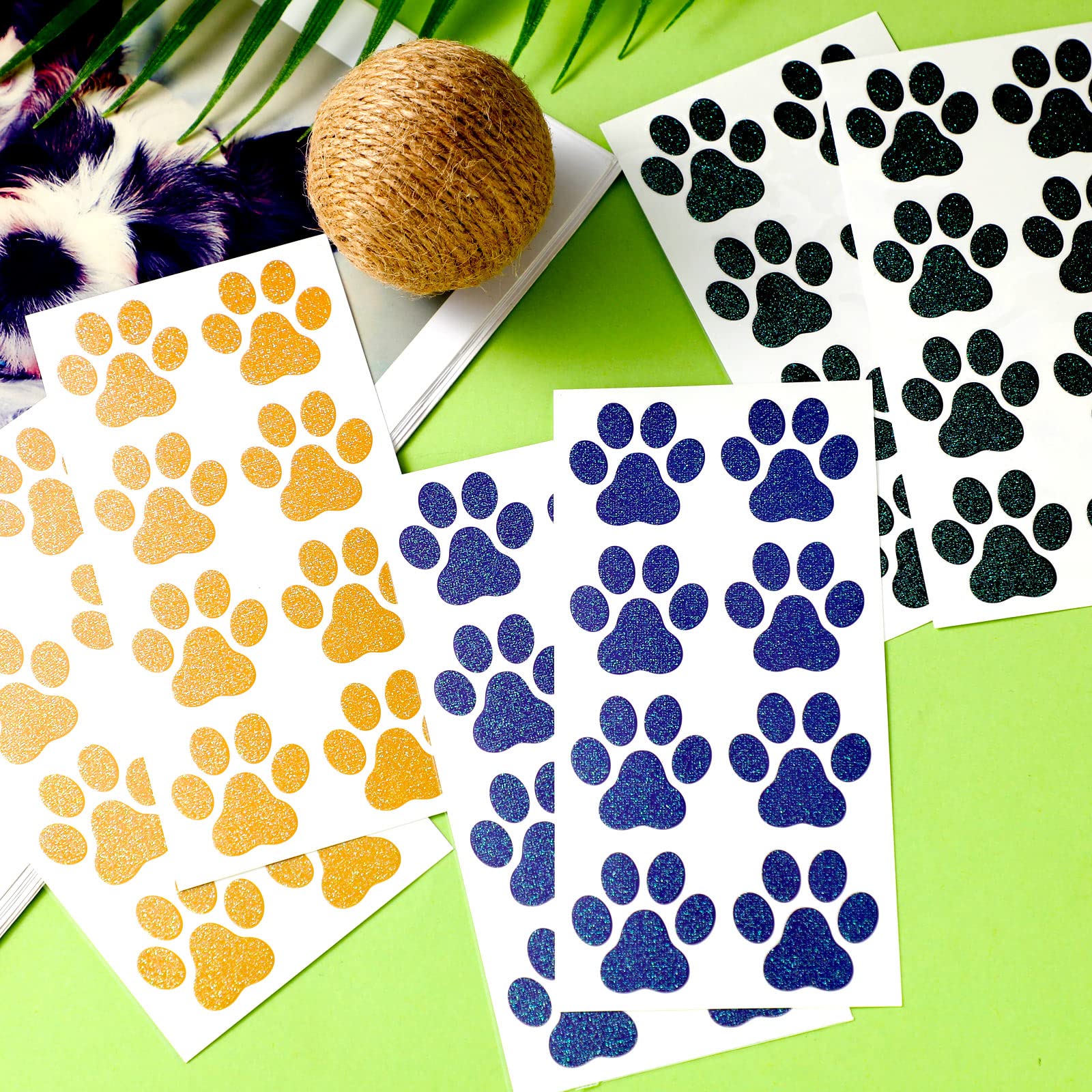 20 Sheets 240 Pcs Dog Paw Glitter Temporary Tattoos - Waterproof Body Stickers for Women & Girls - Face, Arm, Leg Decoration - Perfect for Parties, Halloween, Festivals & Pet Lovers