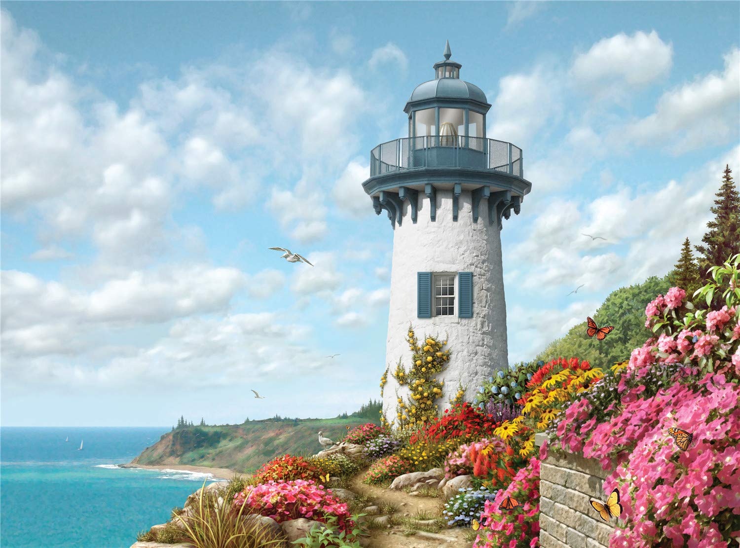1000 Piece Jigsaw Puzzle - 27x20 Inch Large Lighthouse Harbor Scenic Puzzle for Adults & Teens - Perfect for Relaxation, Family Bonding & Home Decor