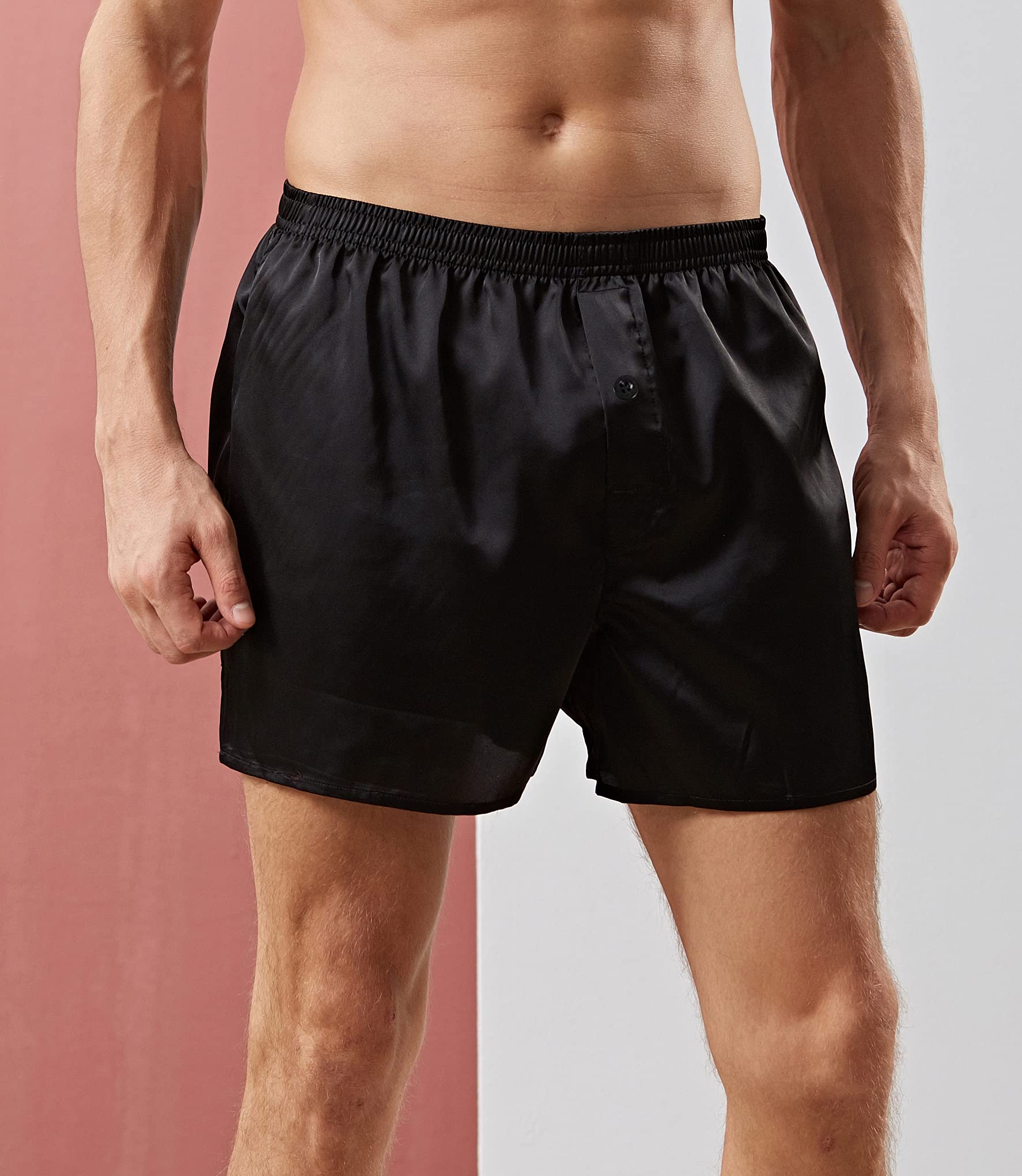 Silky Satin Boxer Shorts for Men - Breathable Loose Fit Sleepwear & Lounge Pajama Bottoms - Perfect for Nightwear, Home Relaxing and Vacation Comfort