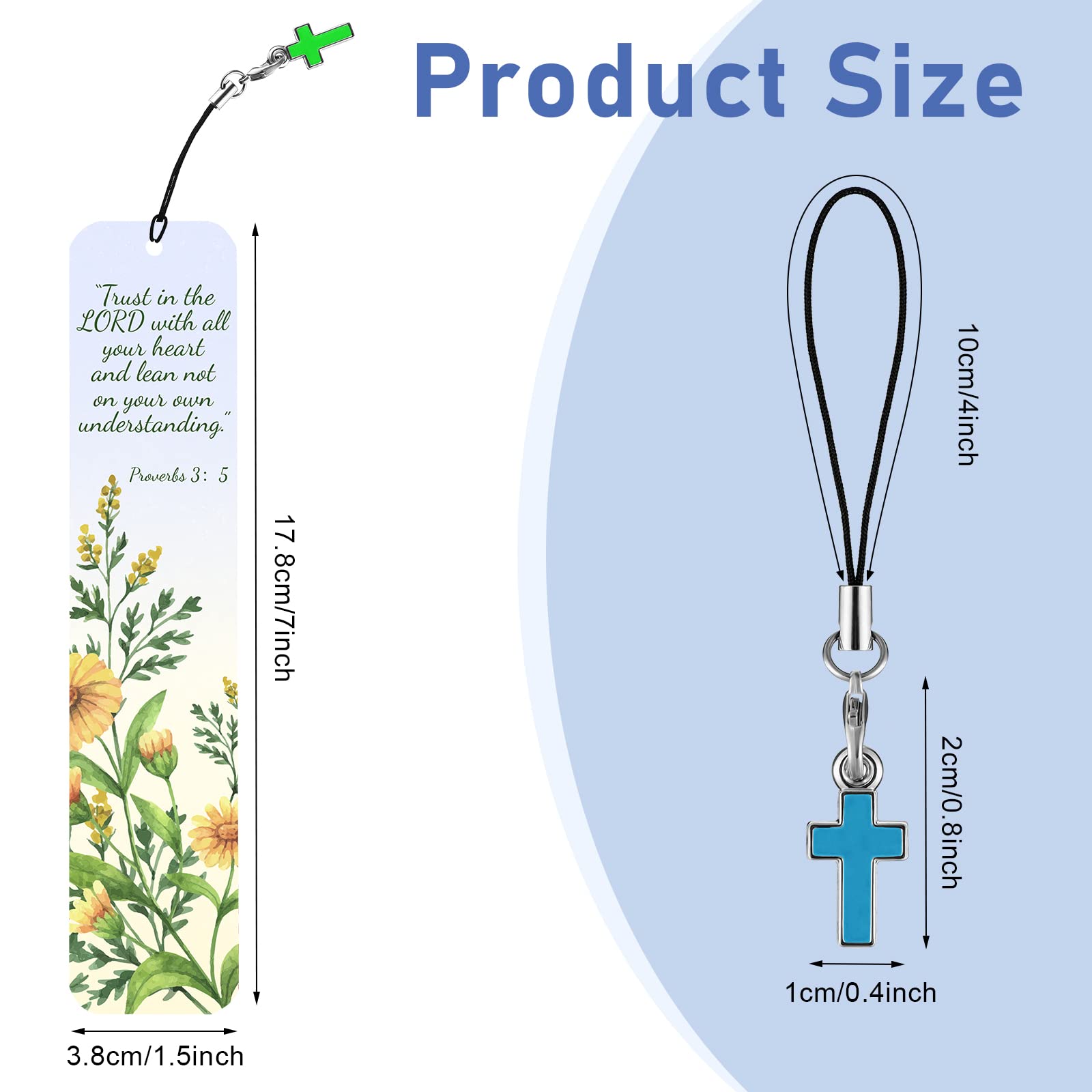 24 Pcs Christian Bookmarks with Cross Pendants - Inspirational Bible Verse Scripture Book Marks for Women, Motivational Religious Gifts for Church, Bible Study & Daily Reading Supplies - Perfect for Church Groups, Bible Study & Personal Devotion Time