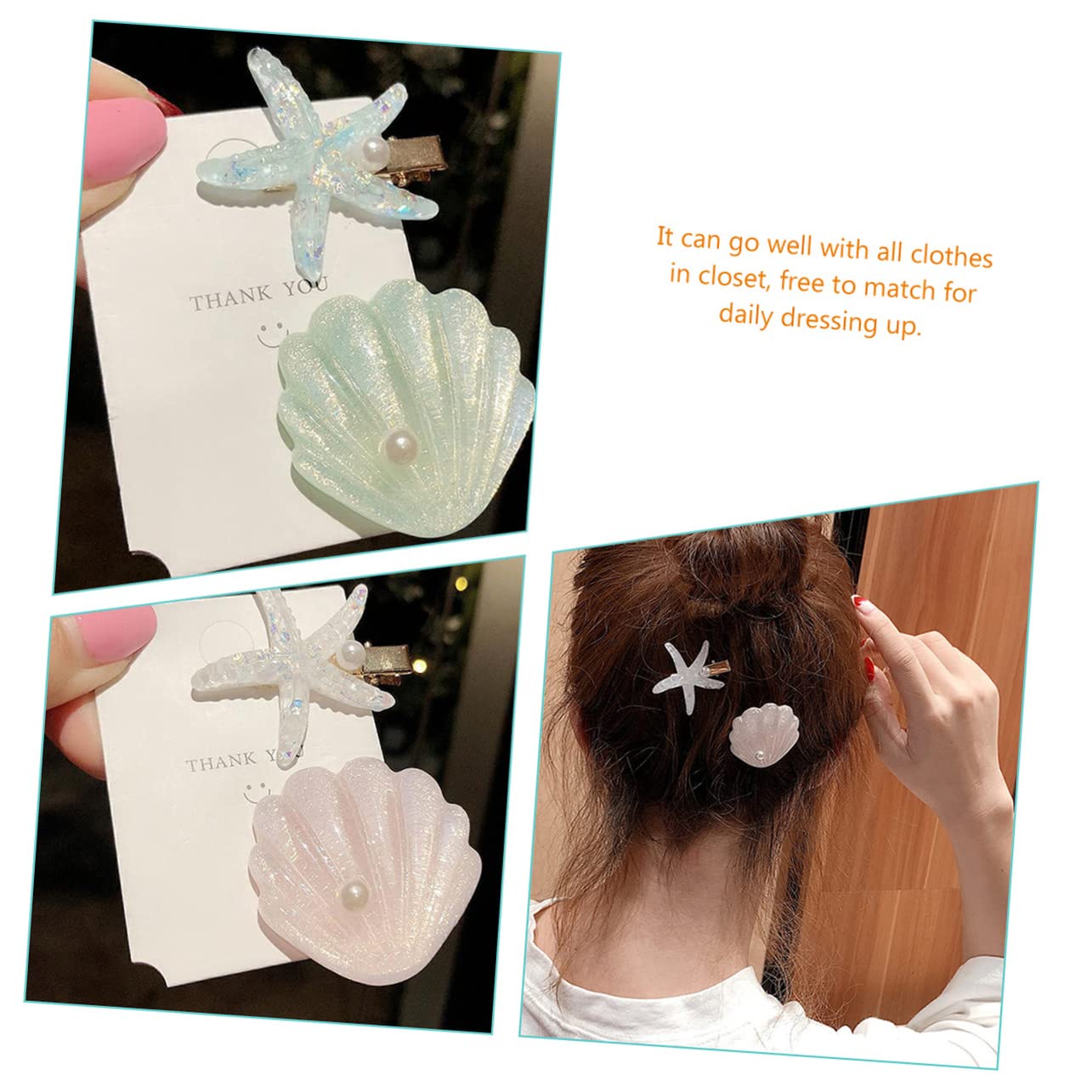 Minkissy 2 Sets Mermaid Seashell Hair Clips for Girls - 16pcs Shell Barrettes Hair Accessories for Beach Party, Wedding, Birthday & Summer Outfits