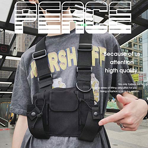 Echwave Radio Walkie Talkie Chest Pack - 3 Pocket Tactical Molle Vest with Zipper for Outdoor Hiking, Camping & Airsoft Accessories Storage