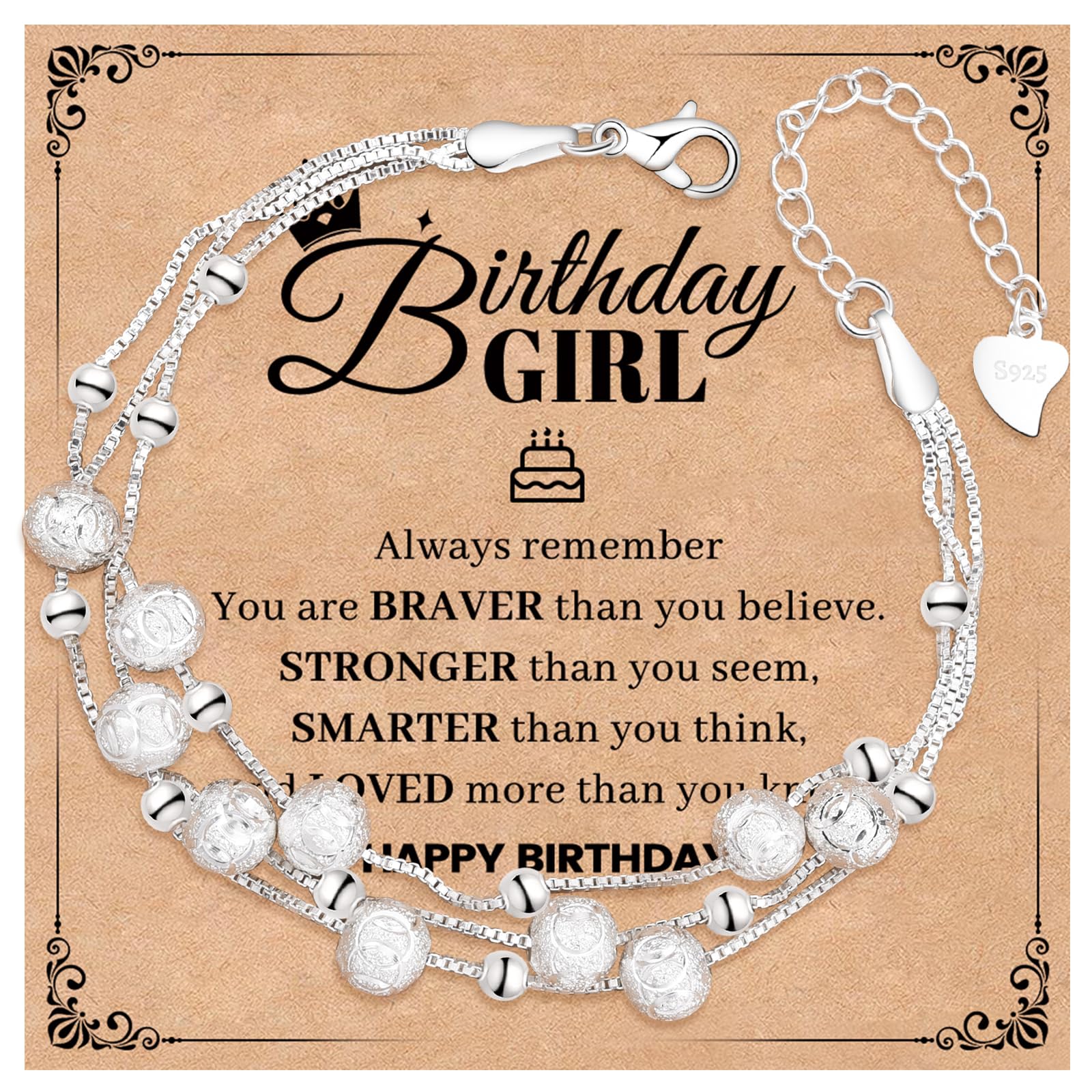 CheersLife Elegant Mini Star Bead Charm 925 Sterling Silver Layered Bracelet - Perfect 10th to 19th & 21st Birthday Gift for Women, Girls, Daughter, Niece, Sister & Friend | Ideal for Teen Girls' Special Occasions, Graduation & Everyday Wear