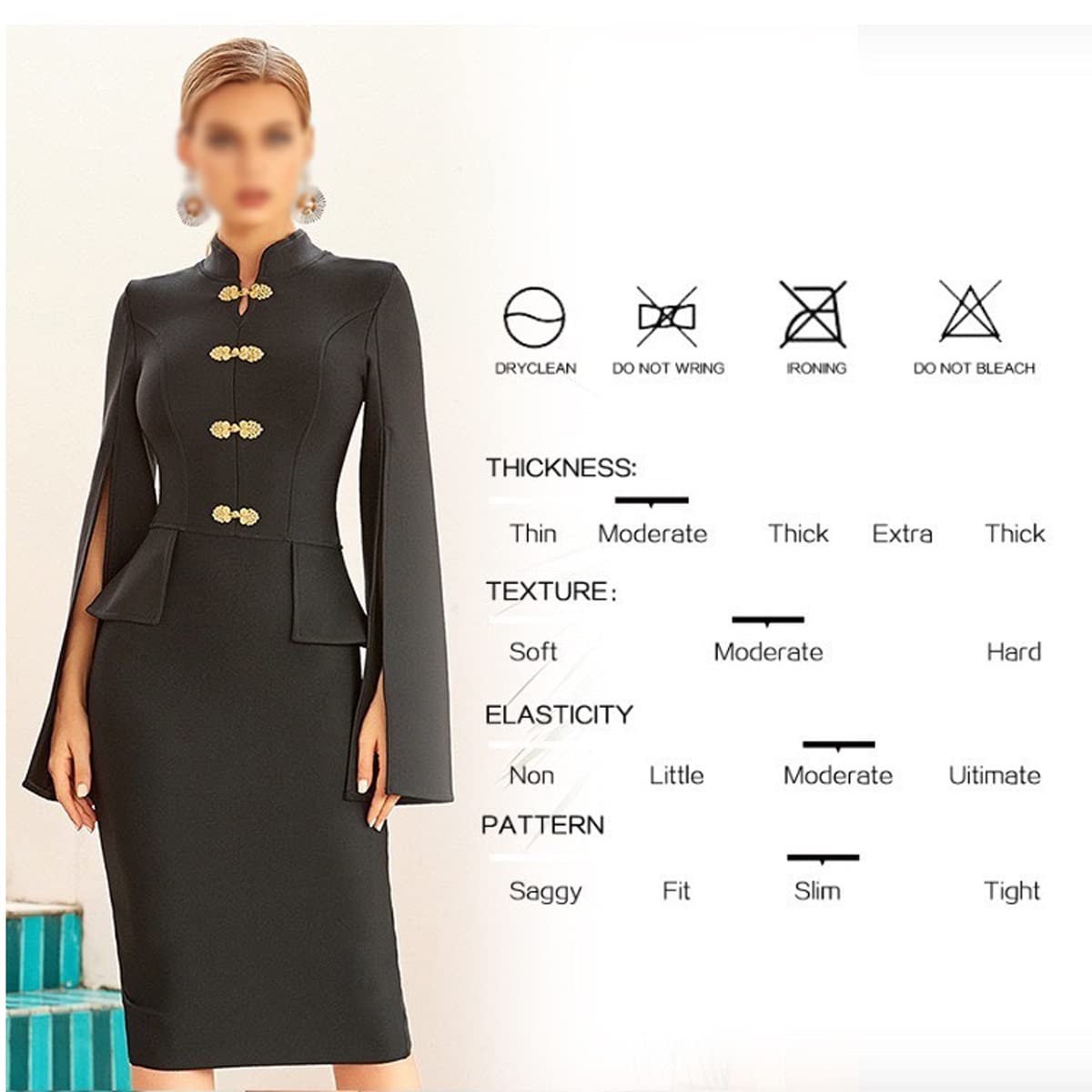 SEFAX Women's Black Bandage Dress Long Sleeve Bodycon Party Club Dress - Winter Formal Evening Gown for Night Out, Date Night & Holiday Events (Small)