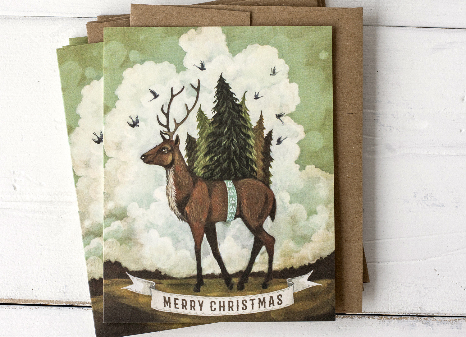 Christmas Elk Greeting Cards Boxed Set - Holiday Greeting Cards for Xmas, New Year, Winter - Perfect for Gifts, Parties, and Festive Celebrations