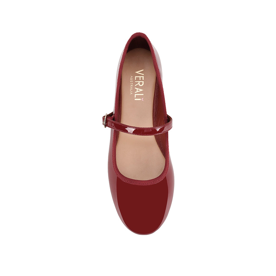 Bambi Mary Jane Flats for Women - Elegant Wine Patent Leather Shoes for Casual & Office Wear