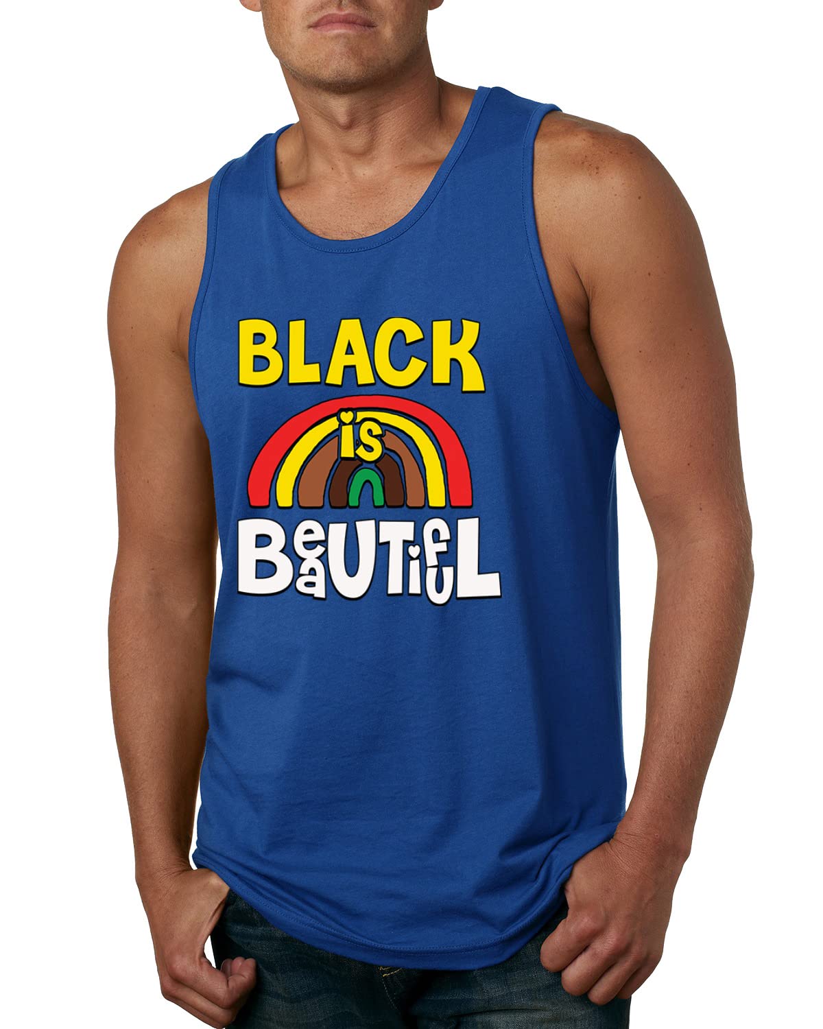 Wild Bobby Black is Beautiful Black Pride Men's Graphic Tank Top - Stylish & Comfortable Sleeveless Shirt for Casual Wear, Street Fashion & Pride Events