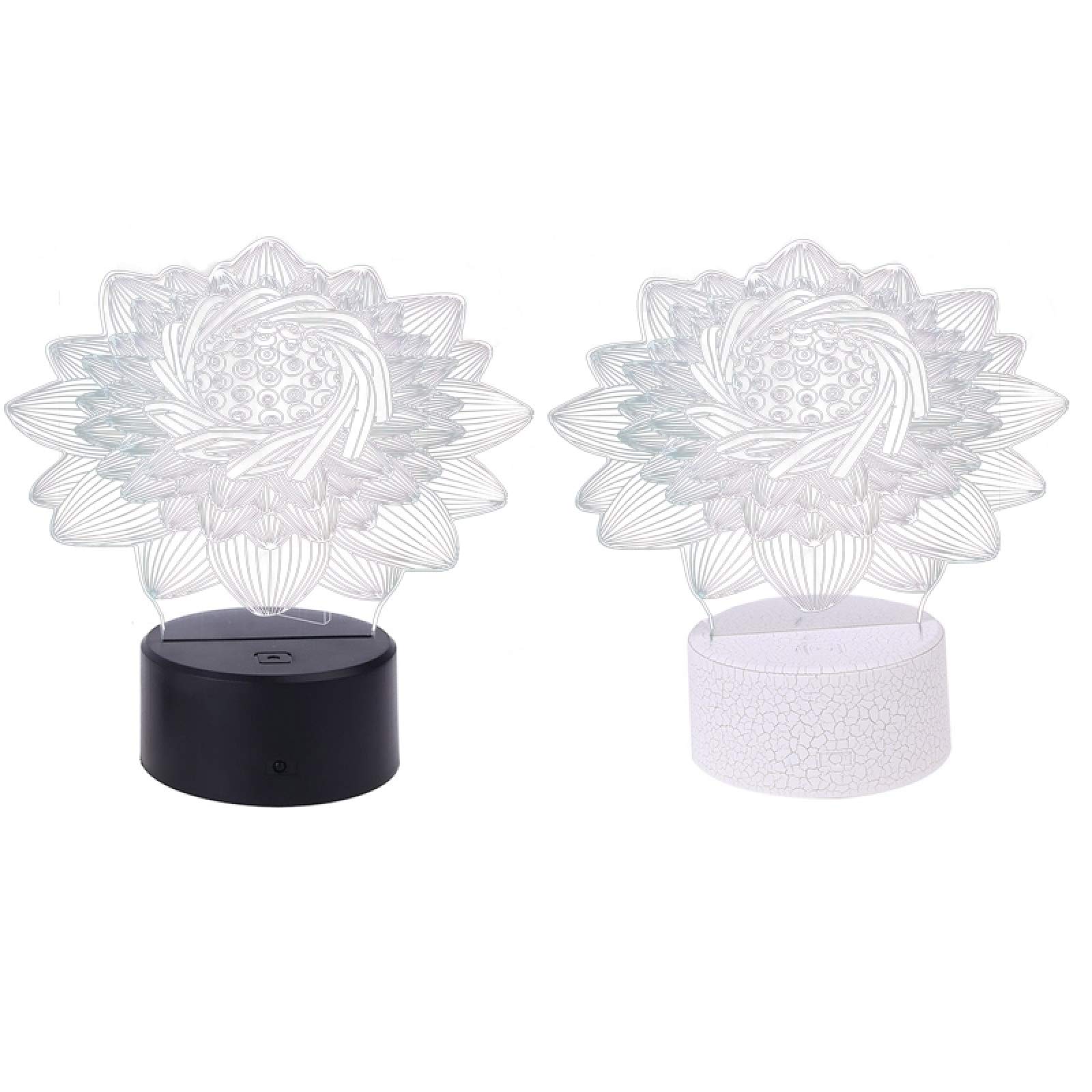 3D Lotus Color Changing LED Night Light - Creative Crack Base Design, USB-Powered Desk Lamp for Bedroom, Nursery, Kids Room & Home Decor