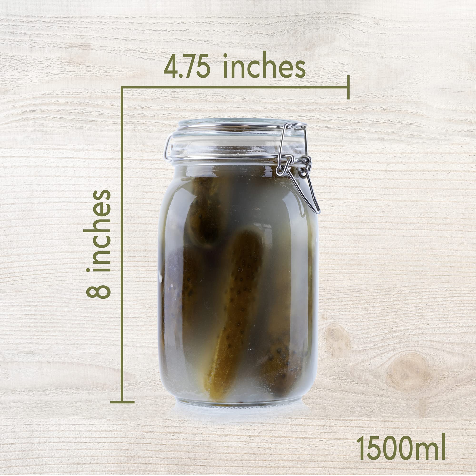 Galashield 50 oz Glass Jars with Airtight Lids - Leak Proof Food Storage Containers for Kitchen Pantry Organization, Dry Goods, Coffee, Tea, Spices & Meal Prep