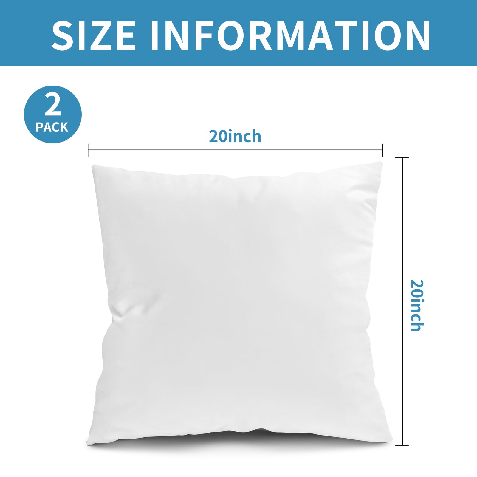 Fixwal 20x20 Inch Throw Pillow Inserts Set of 2 - Premium Decorative Cushions for Sofa, Bed & Home Decor - Perfect for Living Room, Bedroom & Cozy Reading Nook