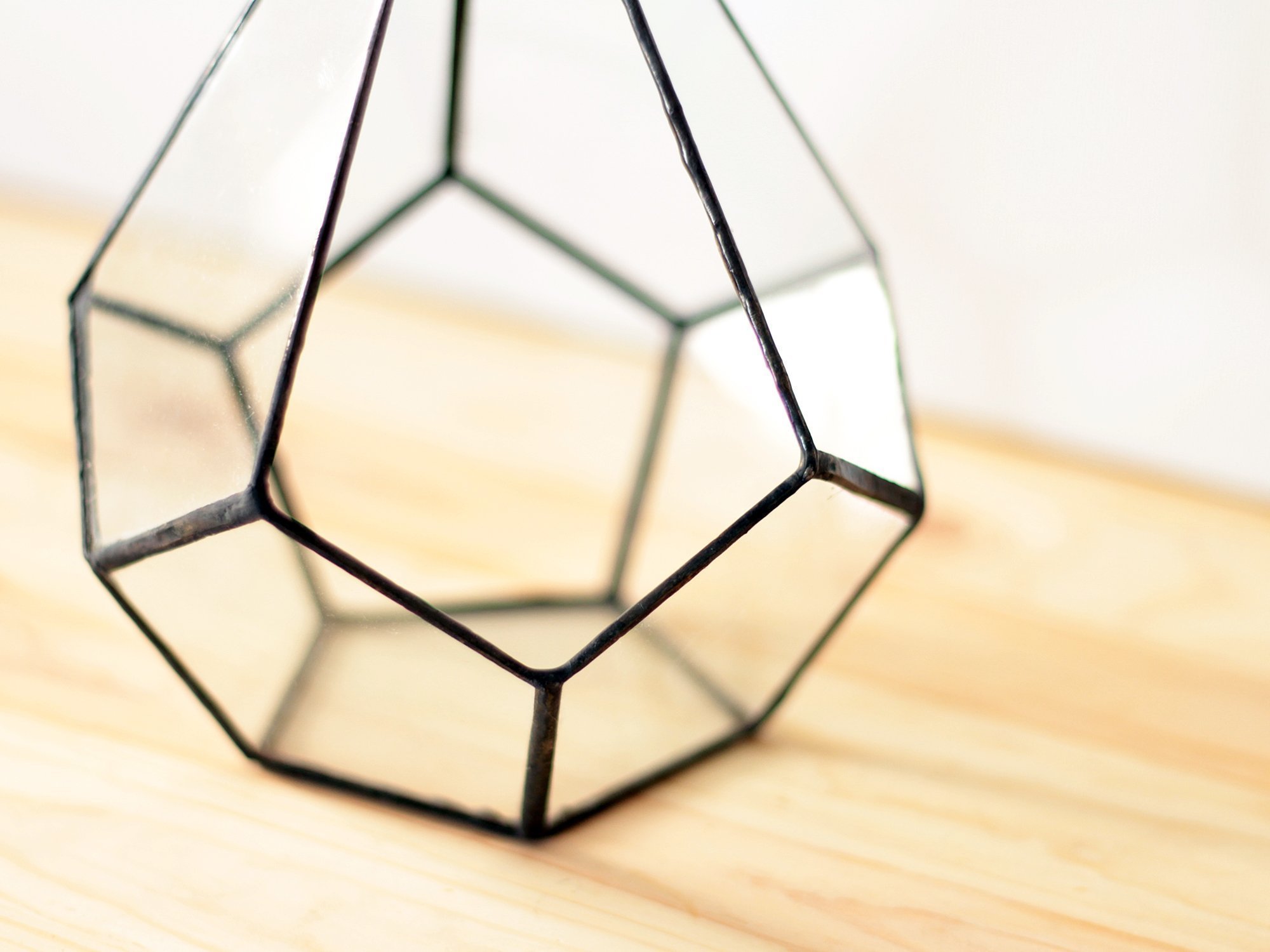 Elegant Small Glass Geometric Holiday Table Centerpiece - Teardrop Shape in Copper, Silver & Black | Perfect for Christmas, Thanksgiving & Wedding Decorations