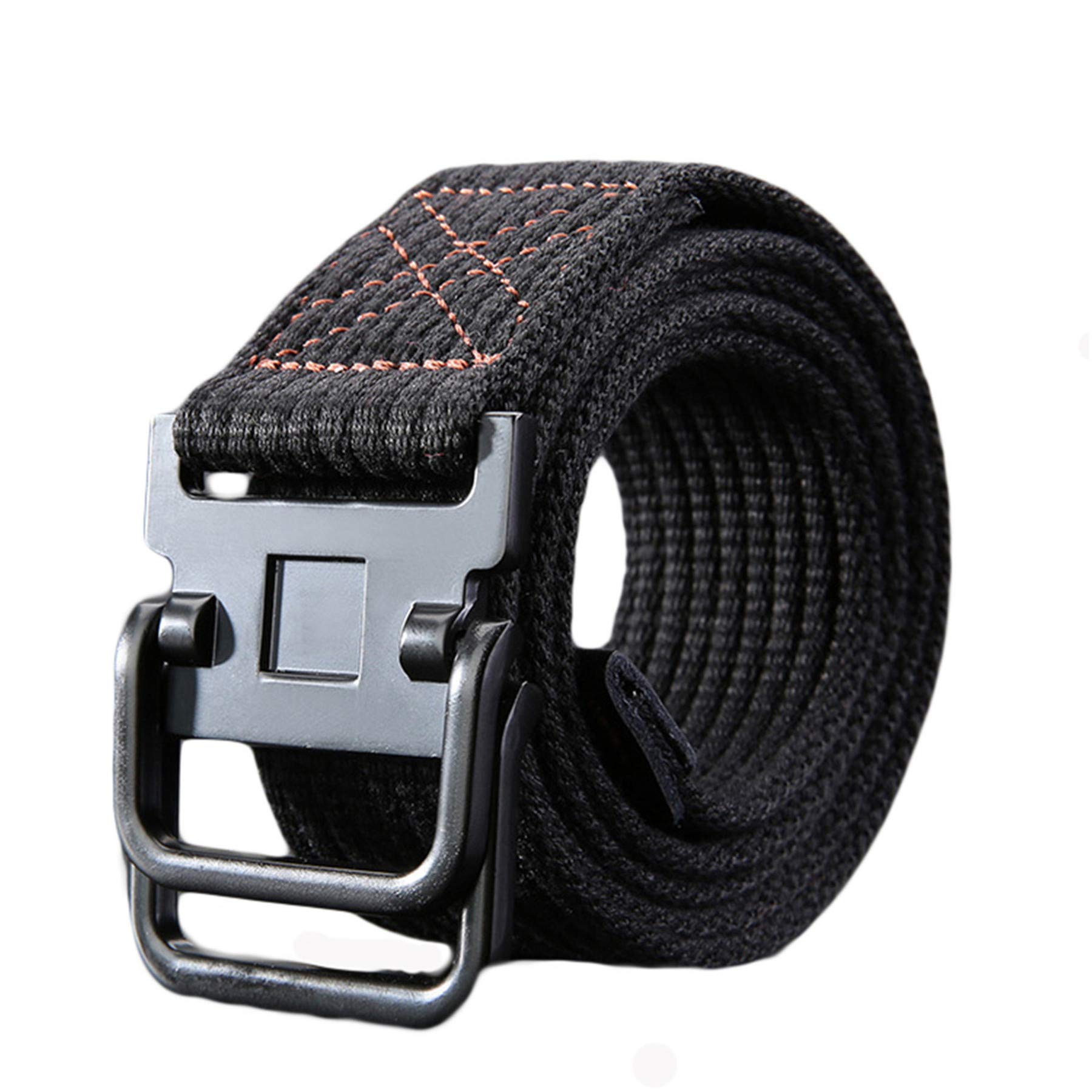 Andongnywell Men's Casual Canvas Belt - Double Ring Buckle Adjustable Webbing Belt for Jeans & Pants | Durable Cloth Belt for Everyday Wear, Office & Outdoor Activities