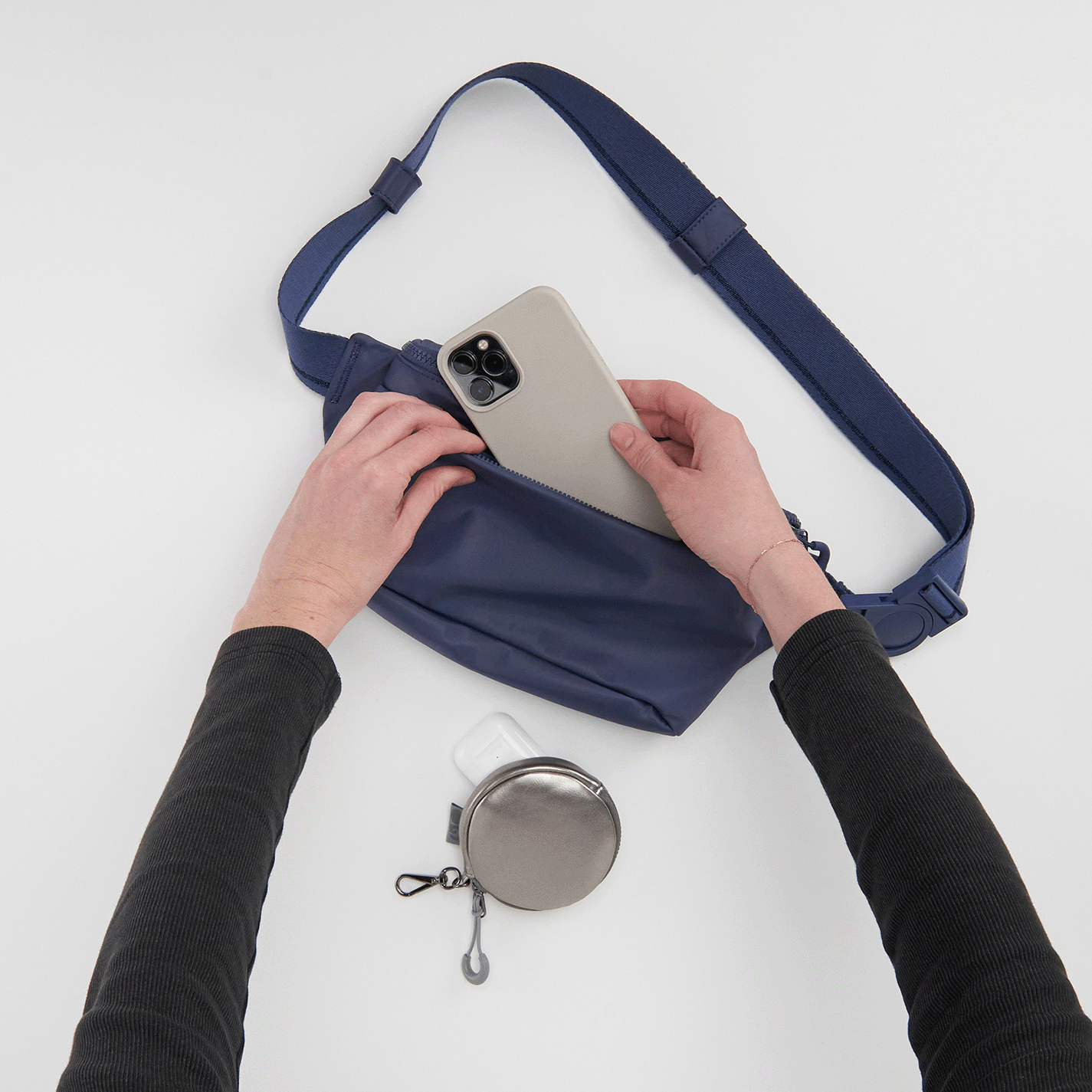 TAG ALONG EverShine Nylon Clip-On Bag in Coffee Gold Metallic - Perfect for Travel, Work & Everyday Use