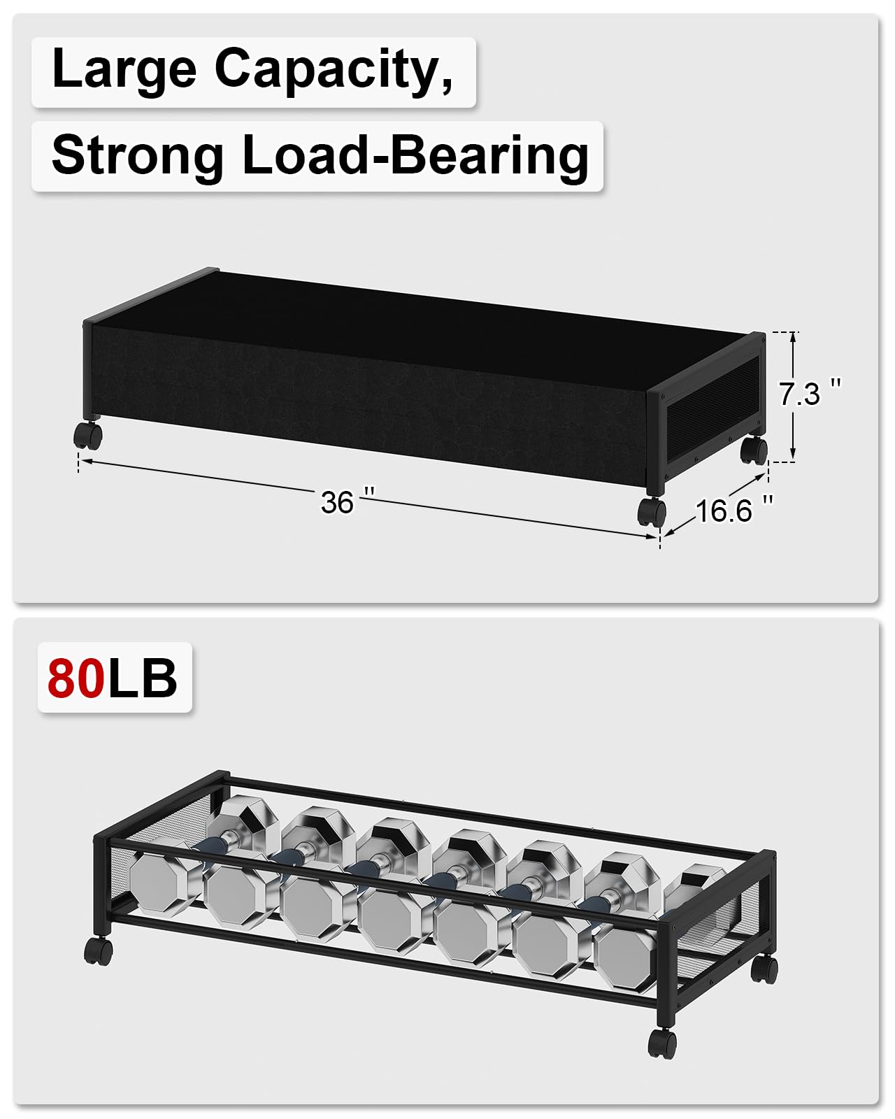 2 Pack Under Bed Storage Containers with Wheels & Lid - 36