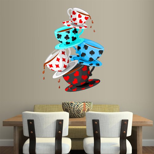 Alice in Wonderland Playing Cards Wall Decal Stickers - Unique Home Decor for Living Room, Bedroom, Nursery - Removable Vinyl Art for DIY Wall Design (Col652)