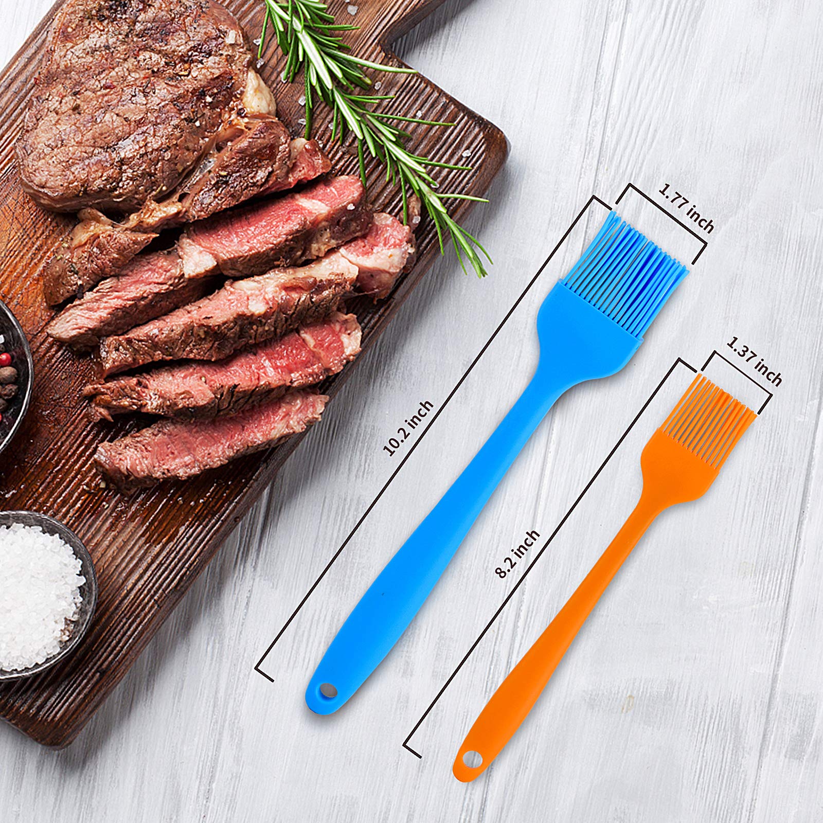 3-Pack Heat Resistant Silicone Basting Brushes & 2 Silicone Spatulas - Non-Stick Cooking Utensil Set for Baking, BBQ, Oil Application - Dishwasher Safe Kitchen Tools for Cake Decorating, Grilling & Food Prep