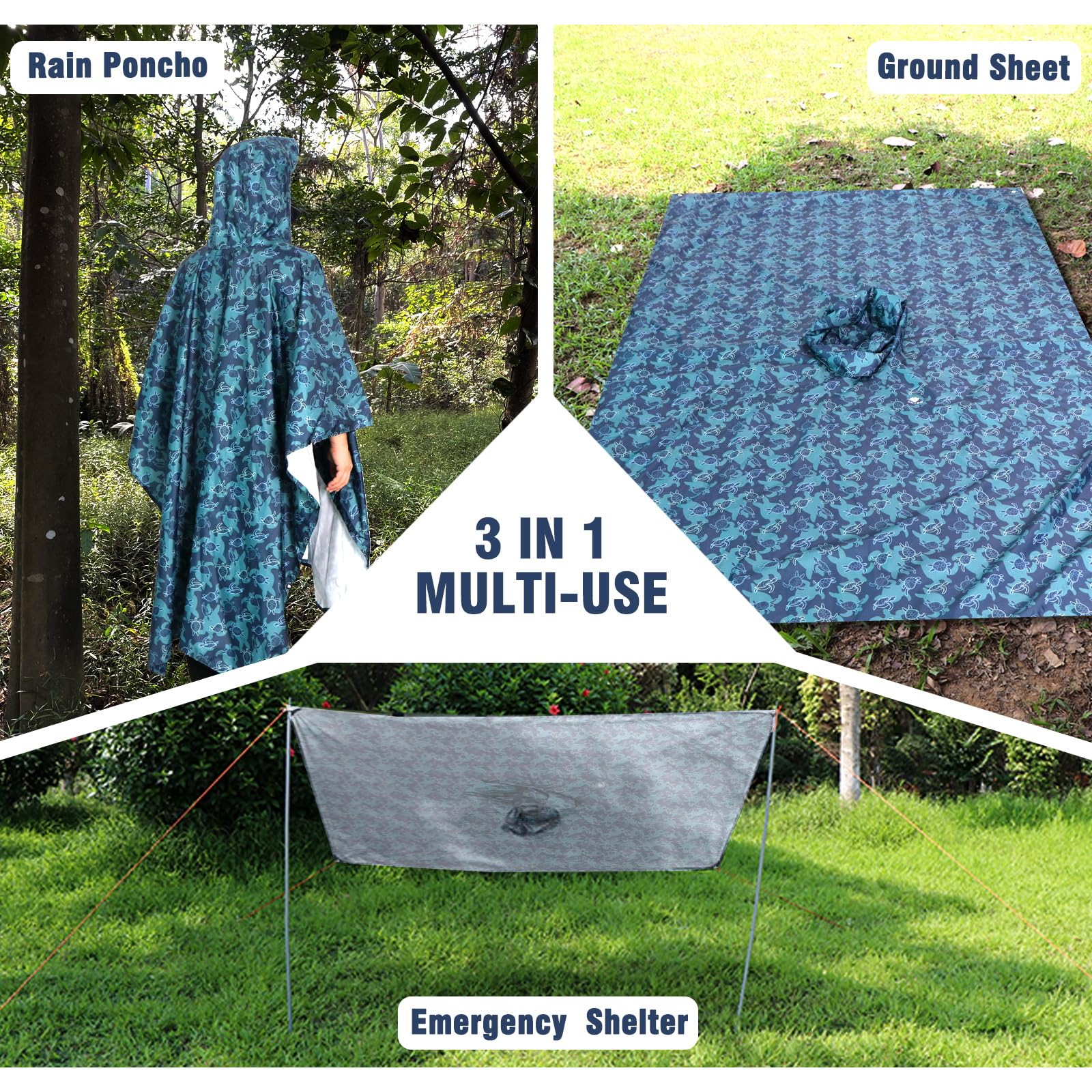ANYOO Waterproof Rain Poncho for Adults - Lightweight Reusable Raincoat for Men & Women with Hood - Perfect for Hiking, Camping, Outdoor Adventures & Emergency Preparedness