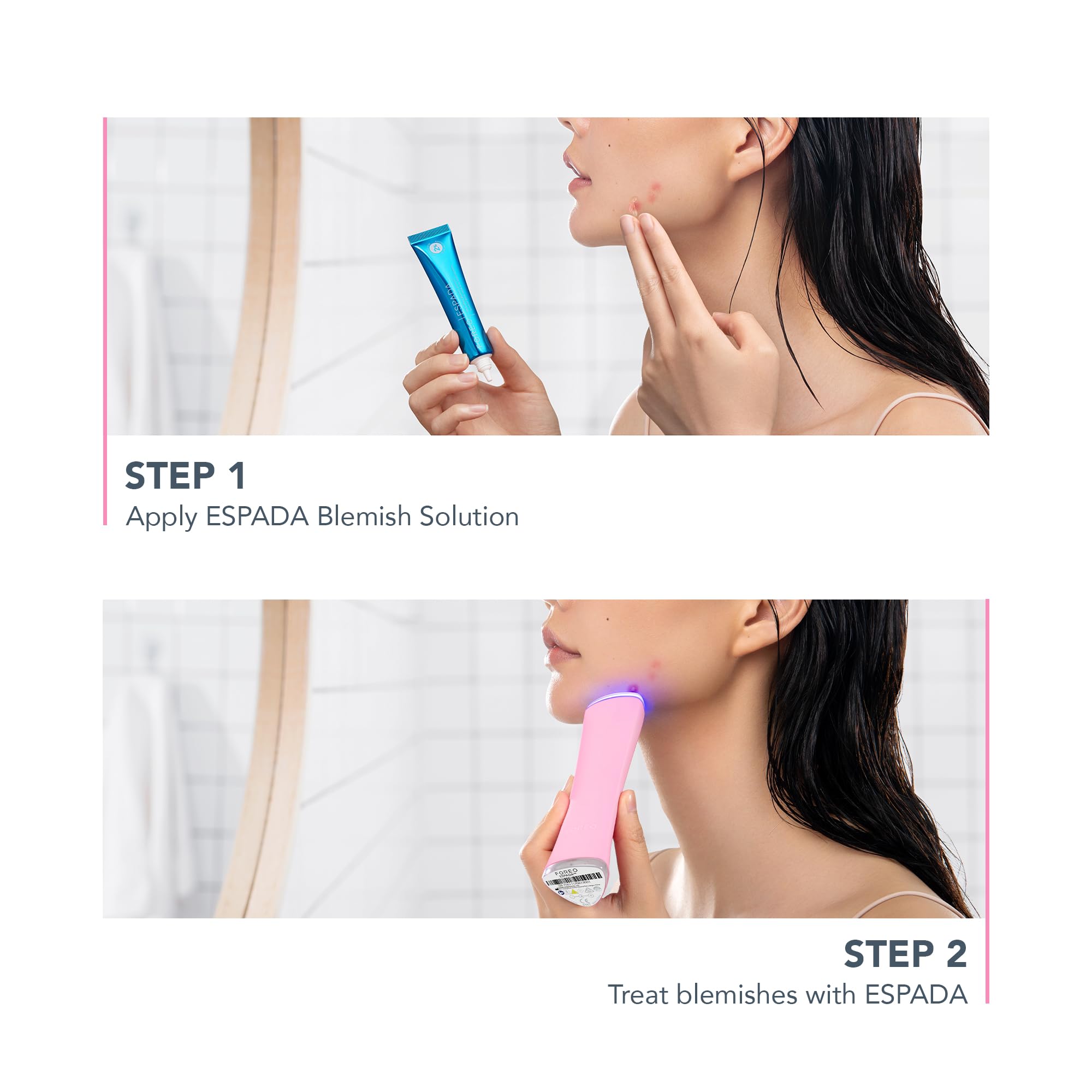 Foreo ESPADA 2 LED Light Therapy Acne Treatment Device - Blue & Red Light Therapy for Blemish & Scar Removal - Medical-Grade Silicone Skincare Tool - Perfect for Daily Acne Care & Post-Breakout Recovery