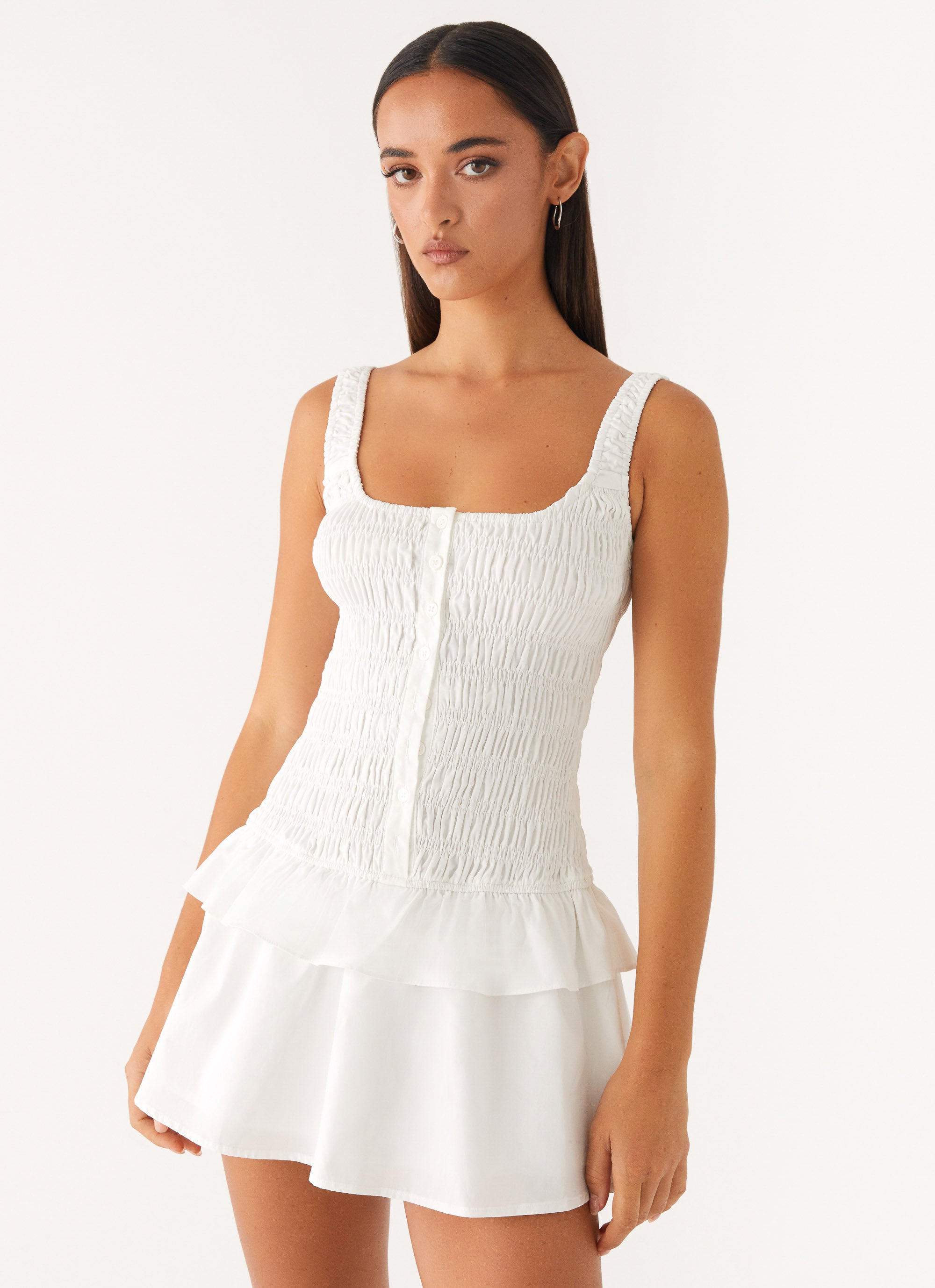 Aleena Mini Dress for Women - White Summer Casual Short Sleeve Party Dress - Perfect for Beach, Vacation & Night Out