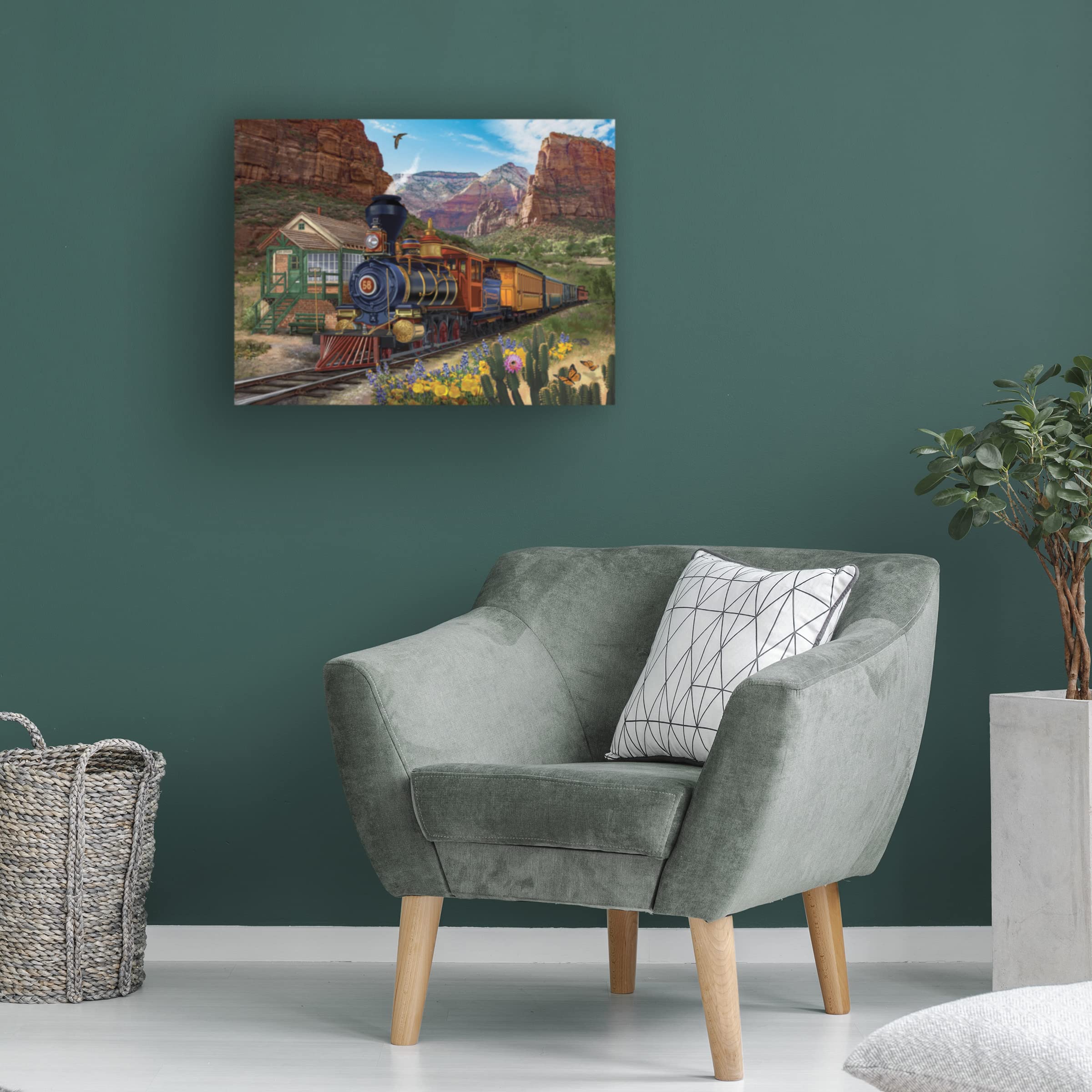 Trademark Fine Art 'Canyon Express' Canvas Wall Art Print by Bigelow Illustrations - Western Landscape Painting for Living Room & Office Decor